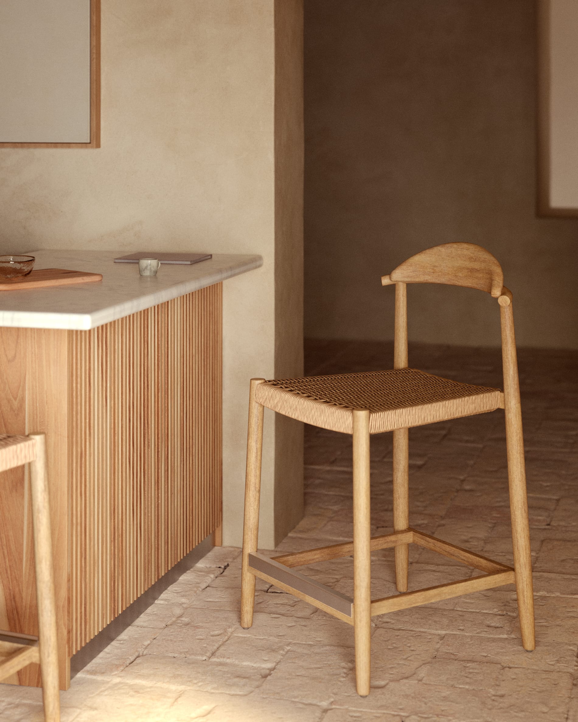Tabouret Nina bois d'acacia hauteur — Kave Home