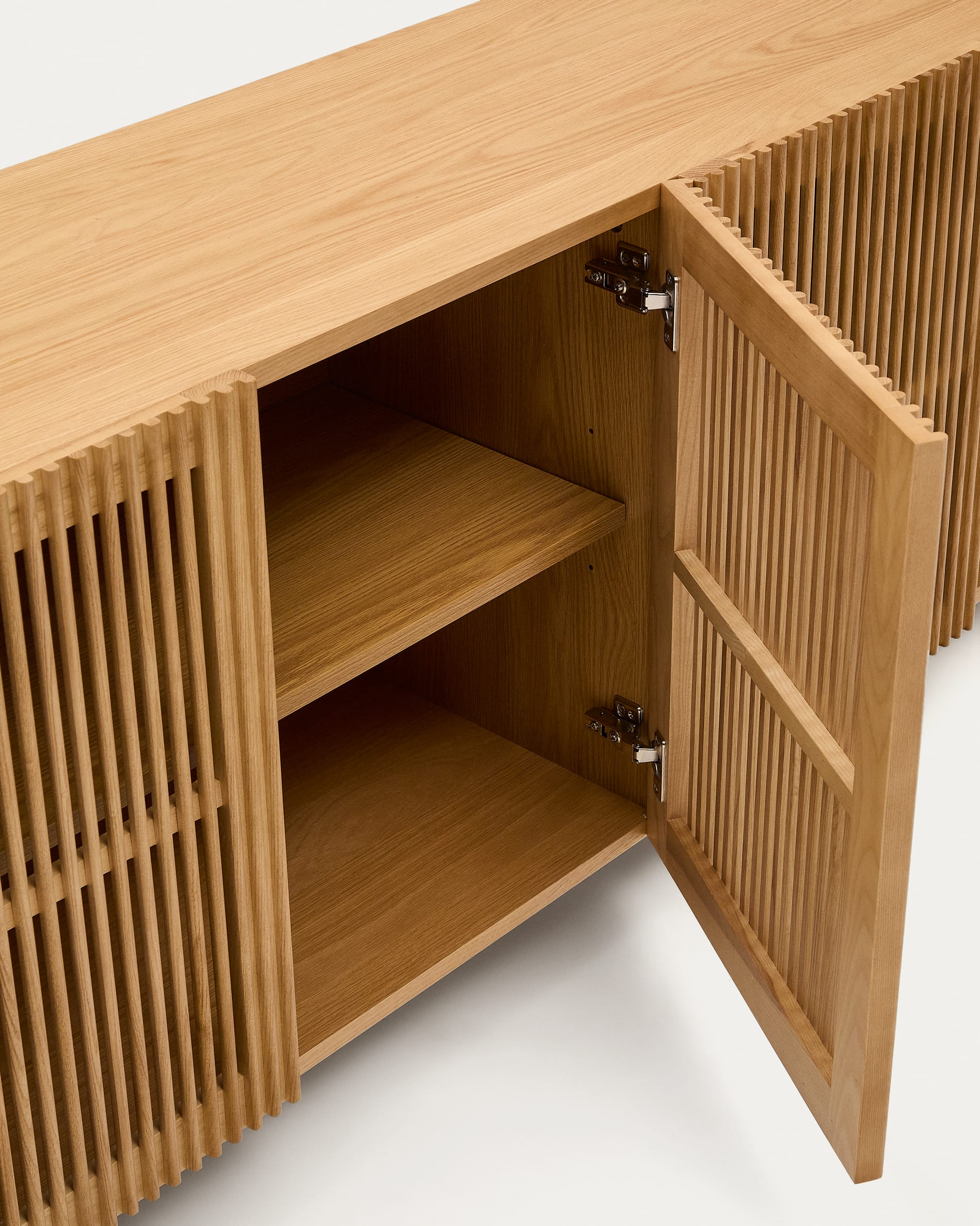 Beyla 4-door sideboard in solid ash wood and oak veneer 180 x 71.5 cm FSC 100%