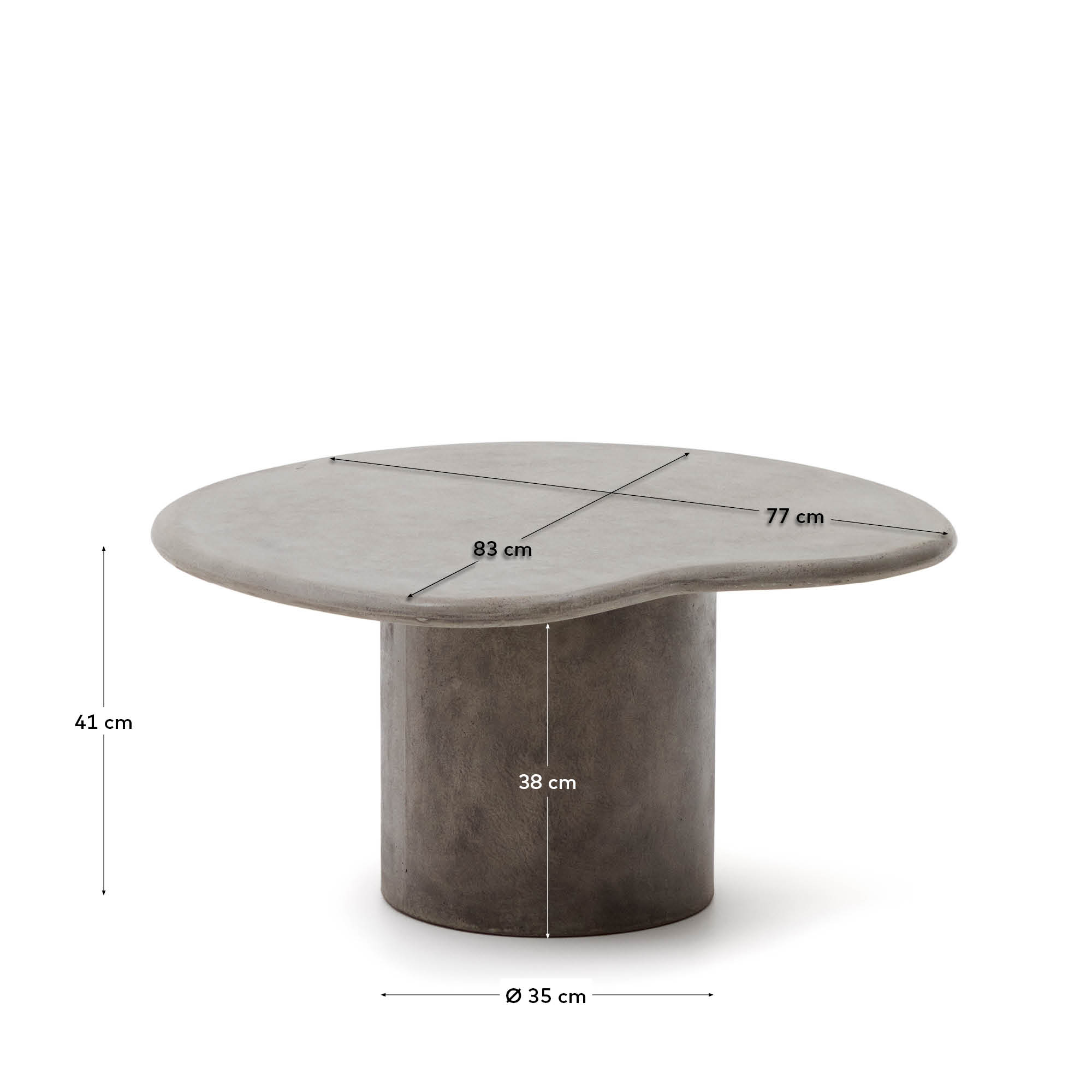 Macarella cement coffee table, 83 x 77 cm - sizes