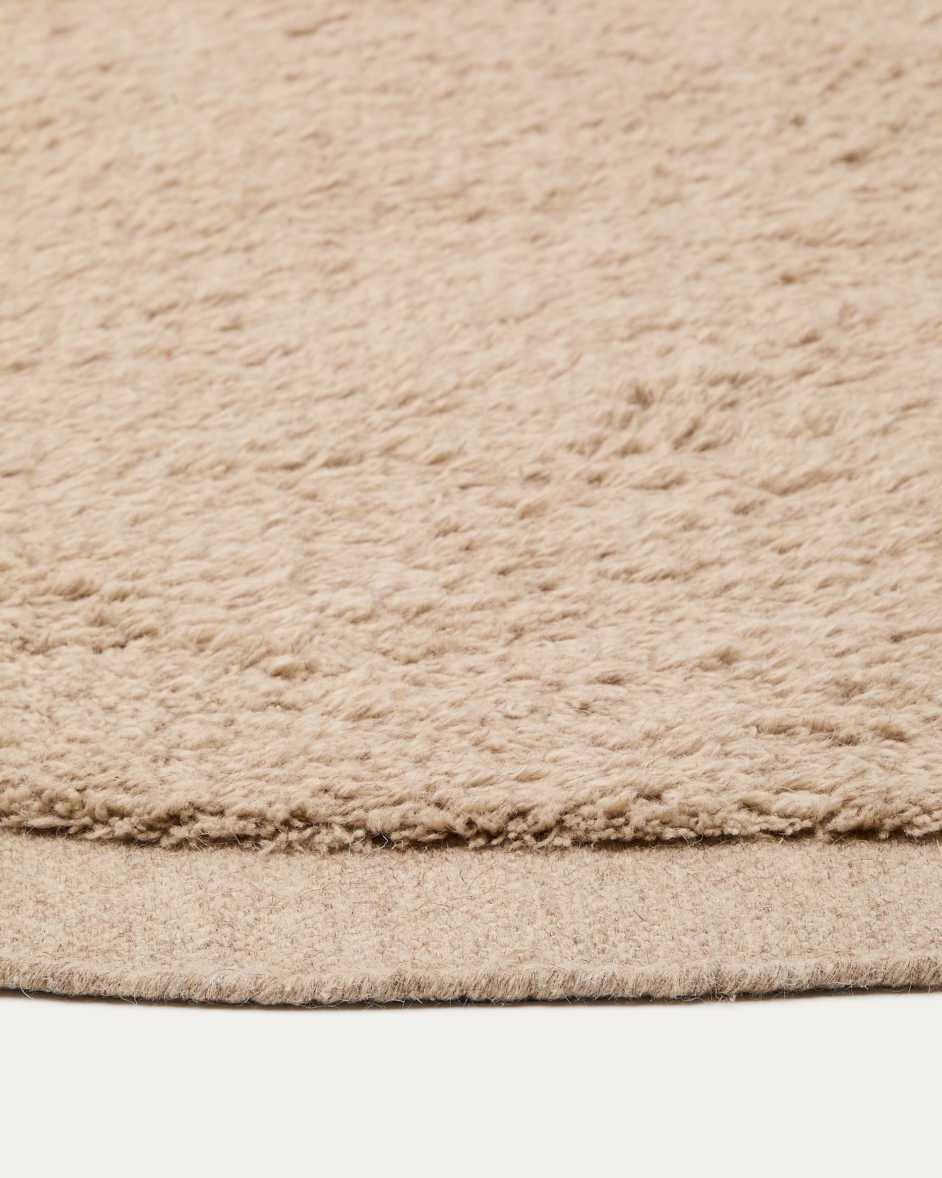 Marely round, beige wool rug, Ø 200 cm