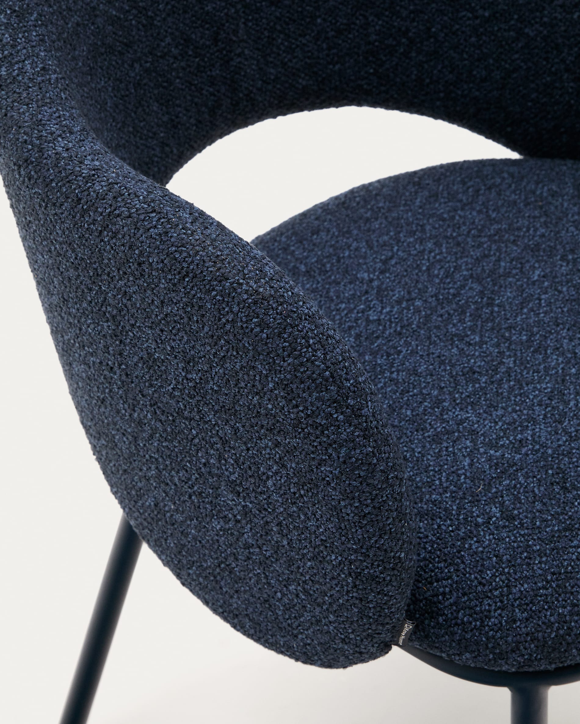 Maina chair in thick blue chenille and steel legs with blue finish FSC Mix Credit