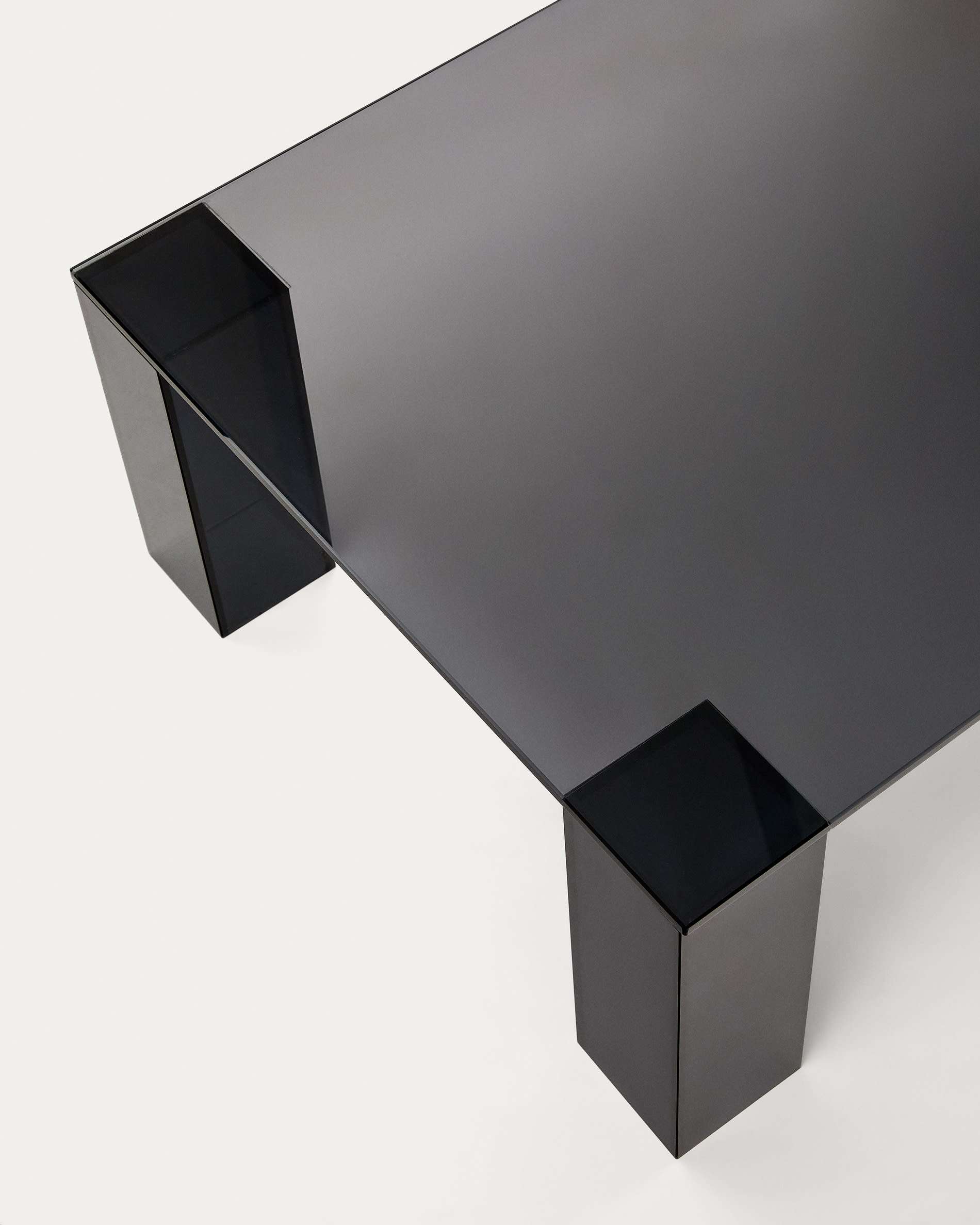 Adularia dark-grey, tempered-glass coffee table, 140 x 60 cm