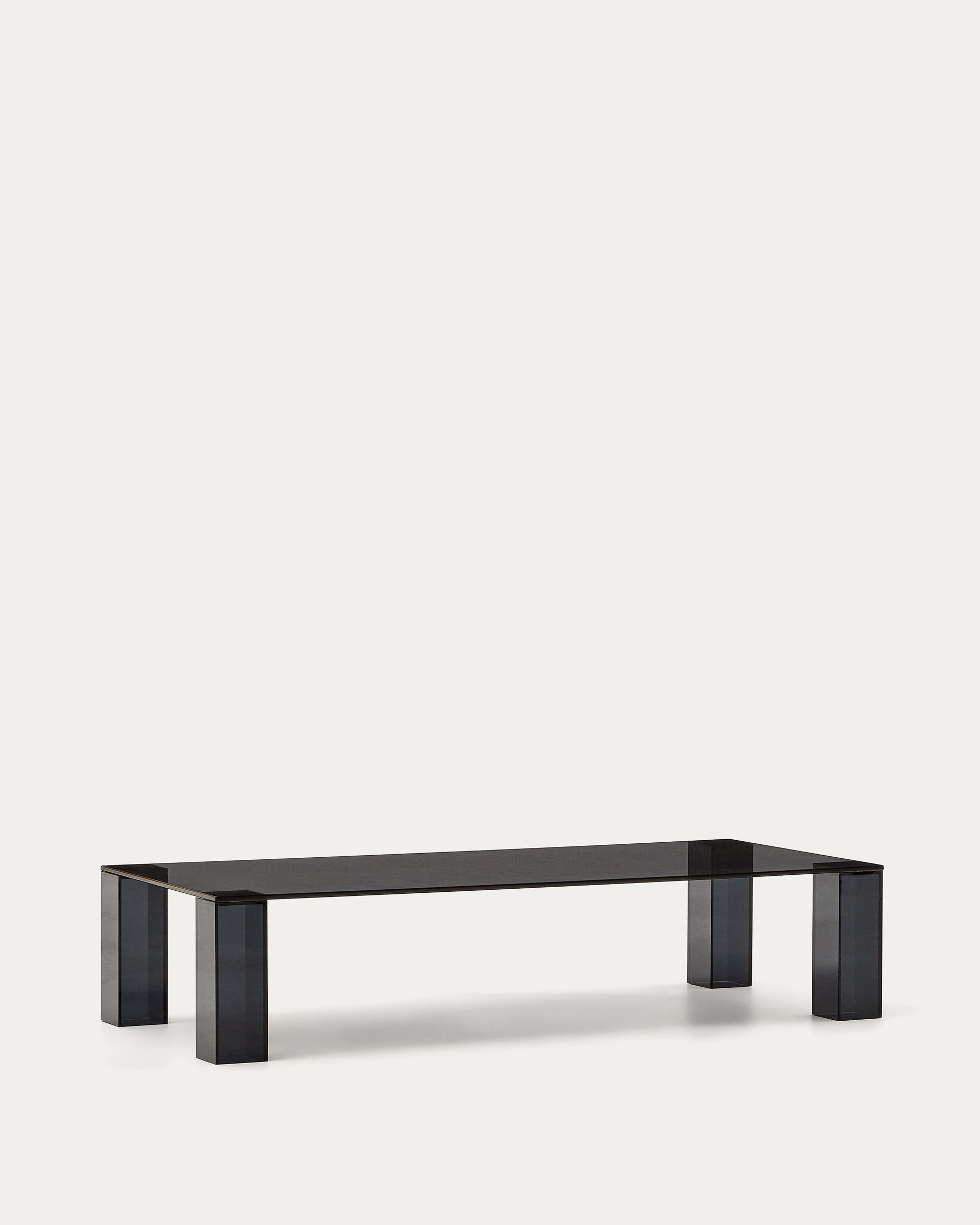 Adularia dark-grey, tempered-glass coffee table, 140 x 60 cm