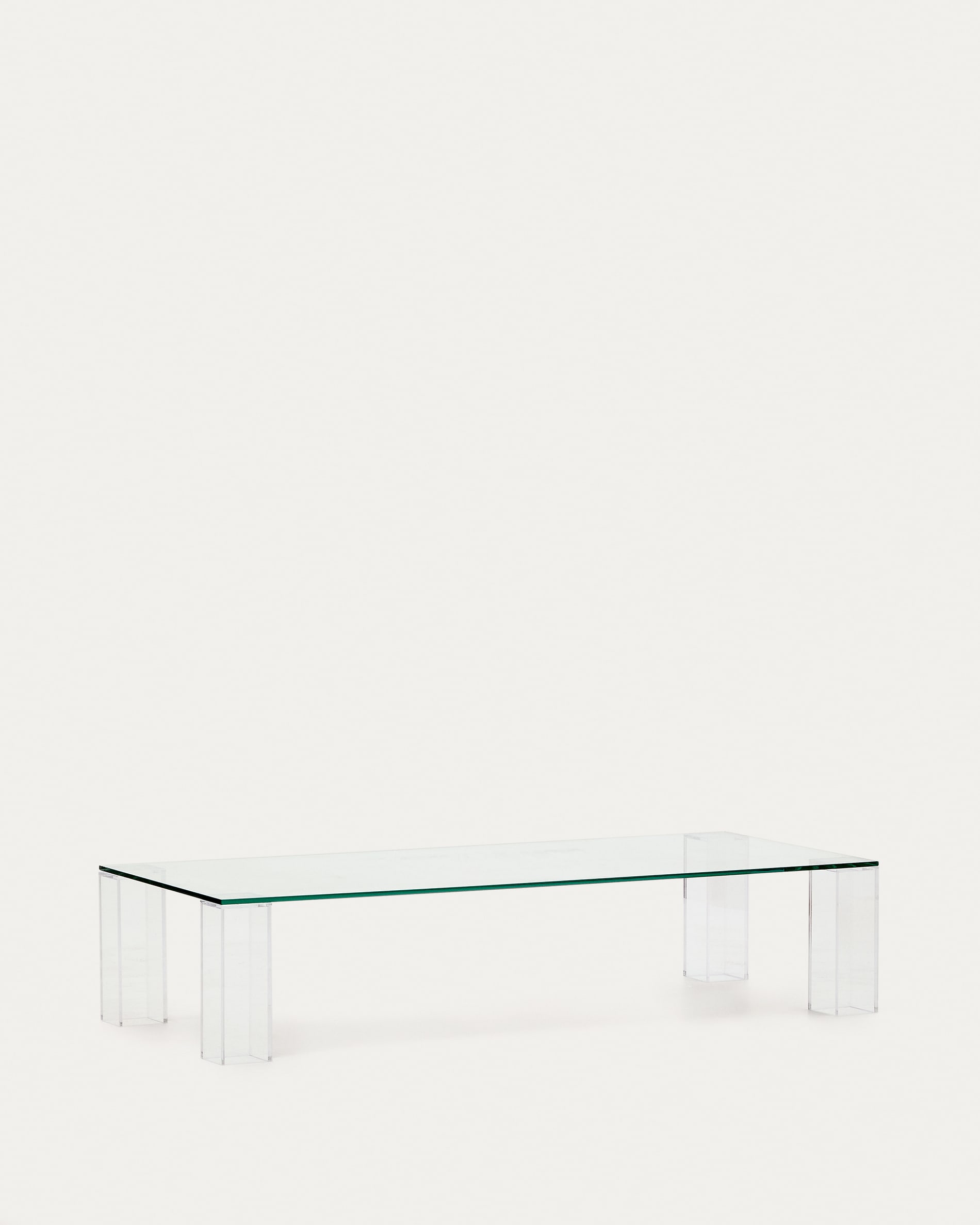 Adularia transparent, tempered-glass coffee table, 140 x 60 cm