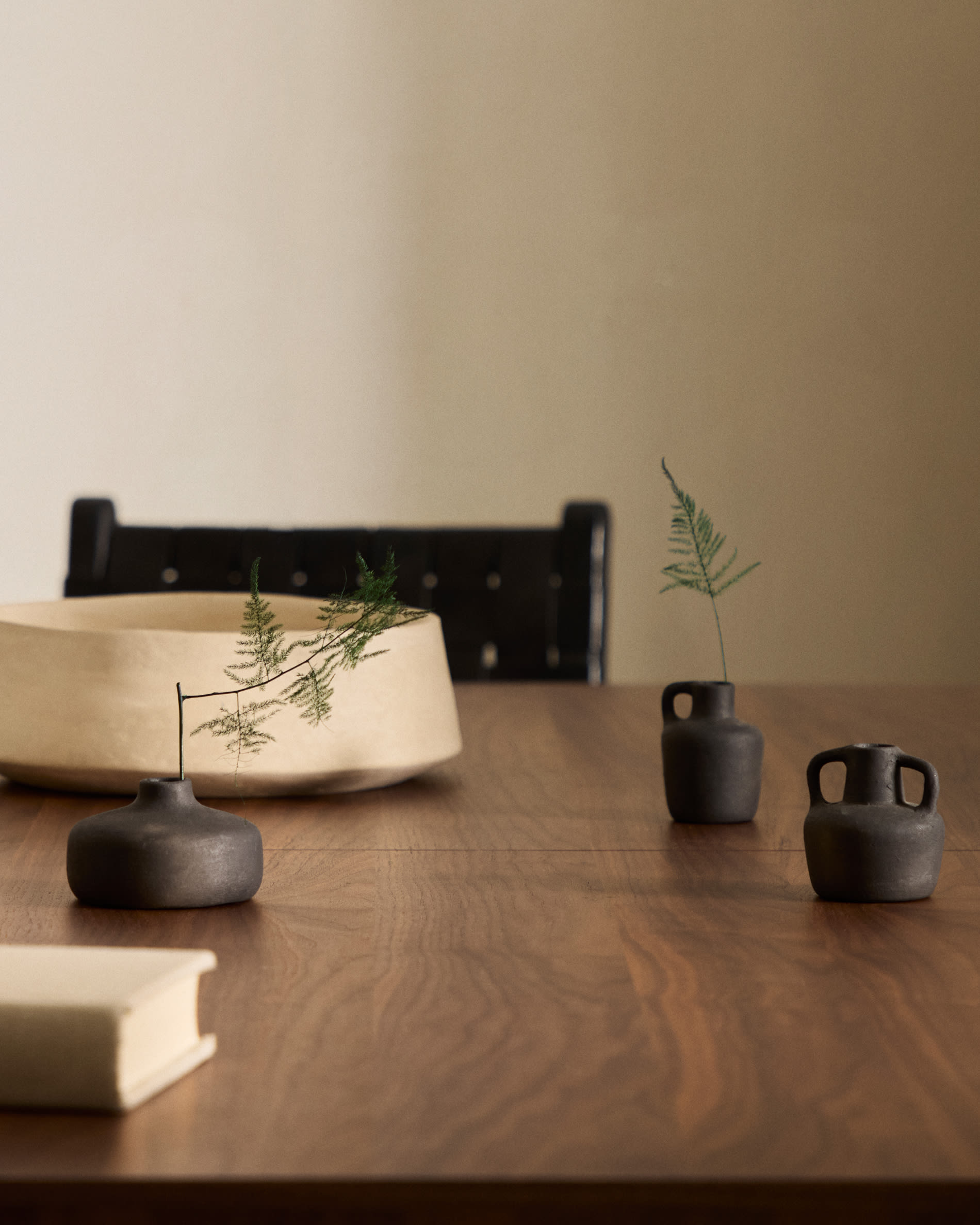 Sofra set of 3 terracotta vases in a black finish, 6 cm / 7 cm / 10 cm