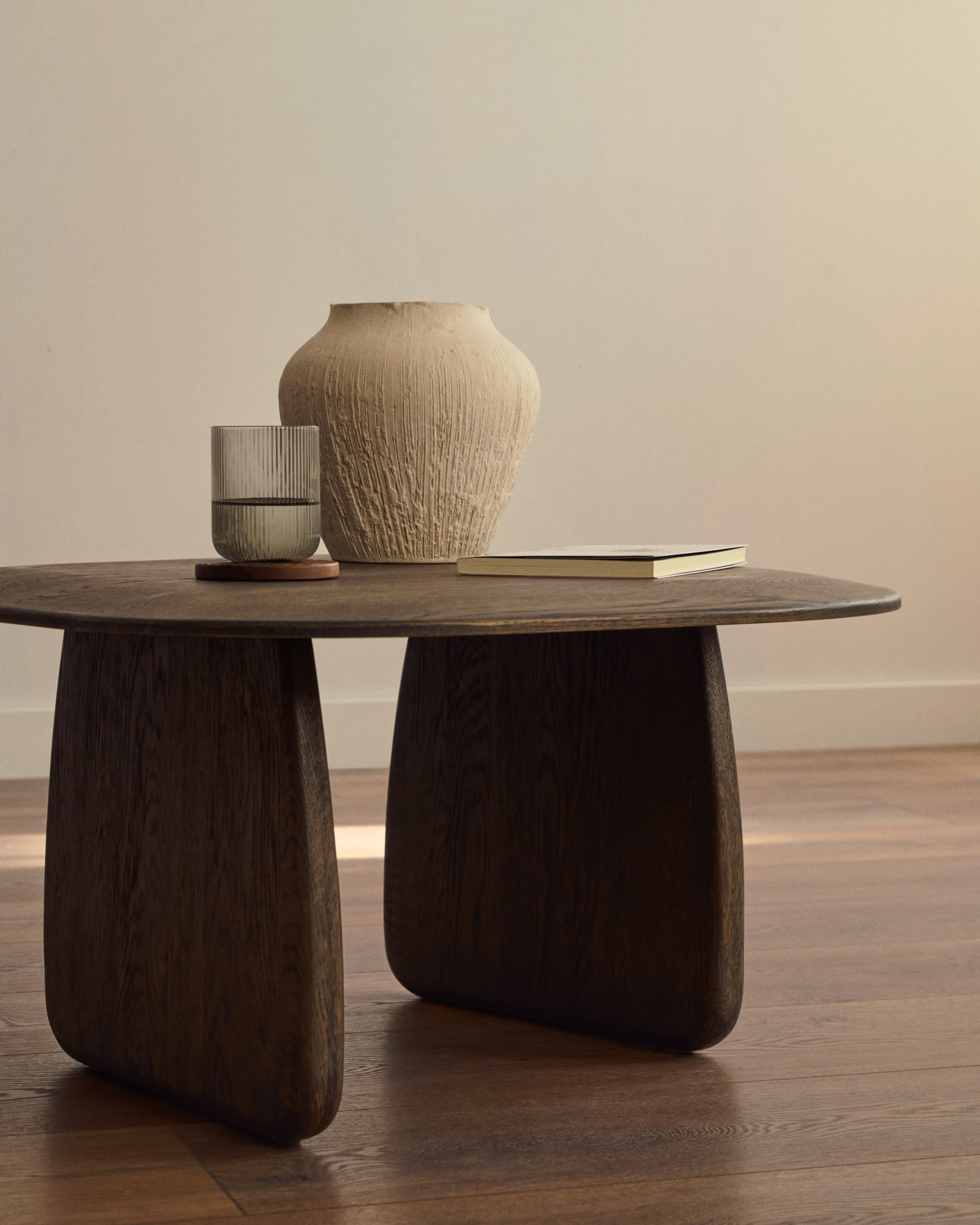 Pirita side table made from solid oak wood in a dark finish, 71 x 70 cm FSC 100%