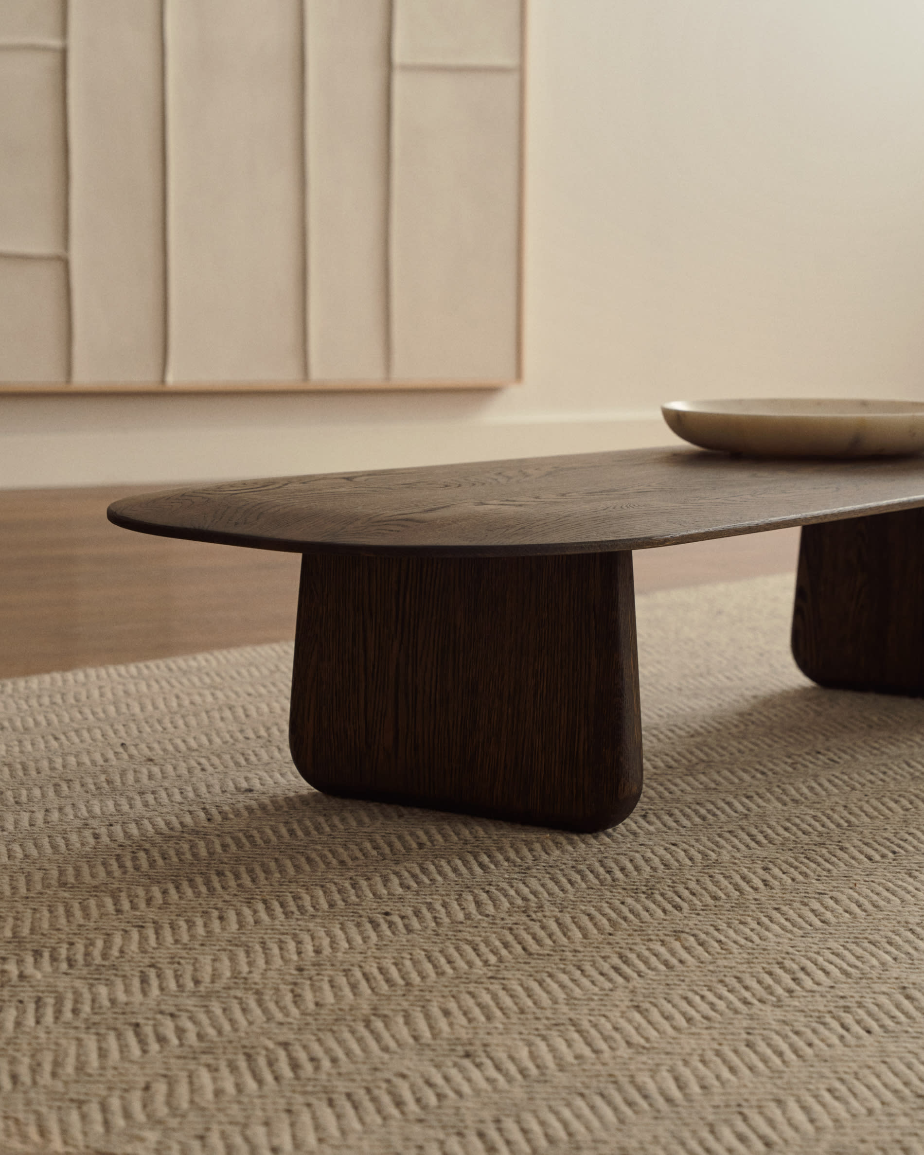 Pirita coffee table made from solid oak wood in a dark finish, 147 x 65 cm FSC 100%