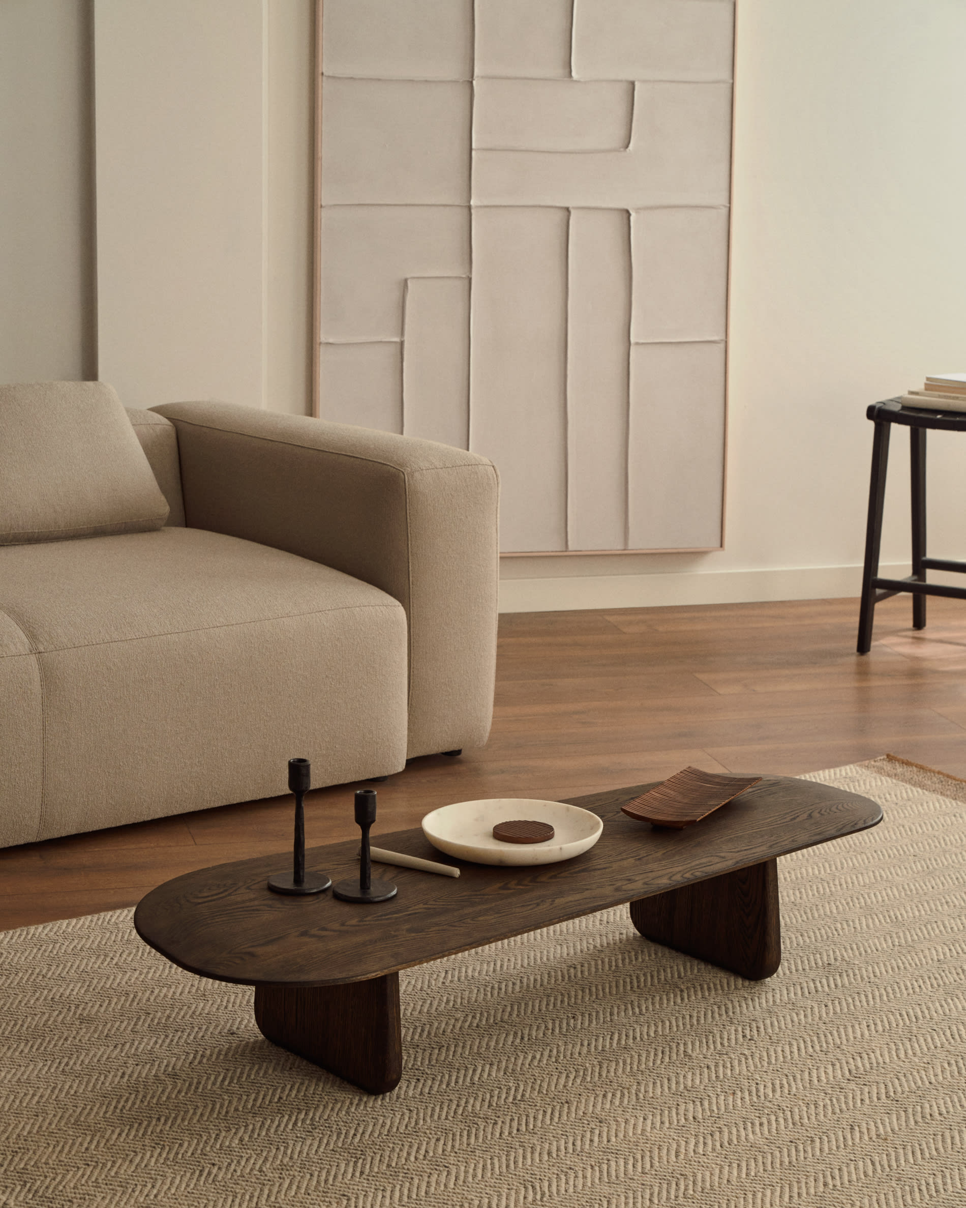 Pirita coffee table made from solid oak wood in a dark finish, 147 x 65 cm FSC 100%