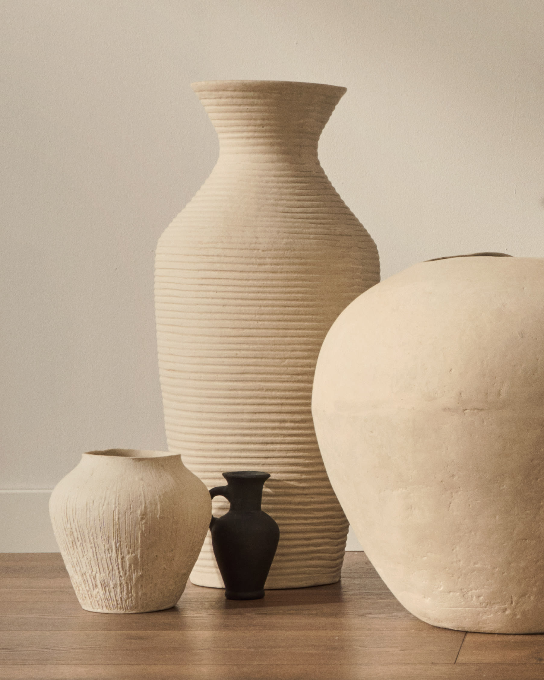 Pria white, papier mâché vase, 72 cm