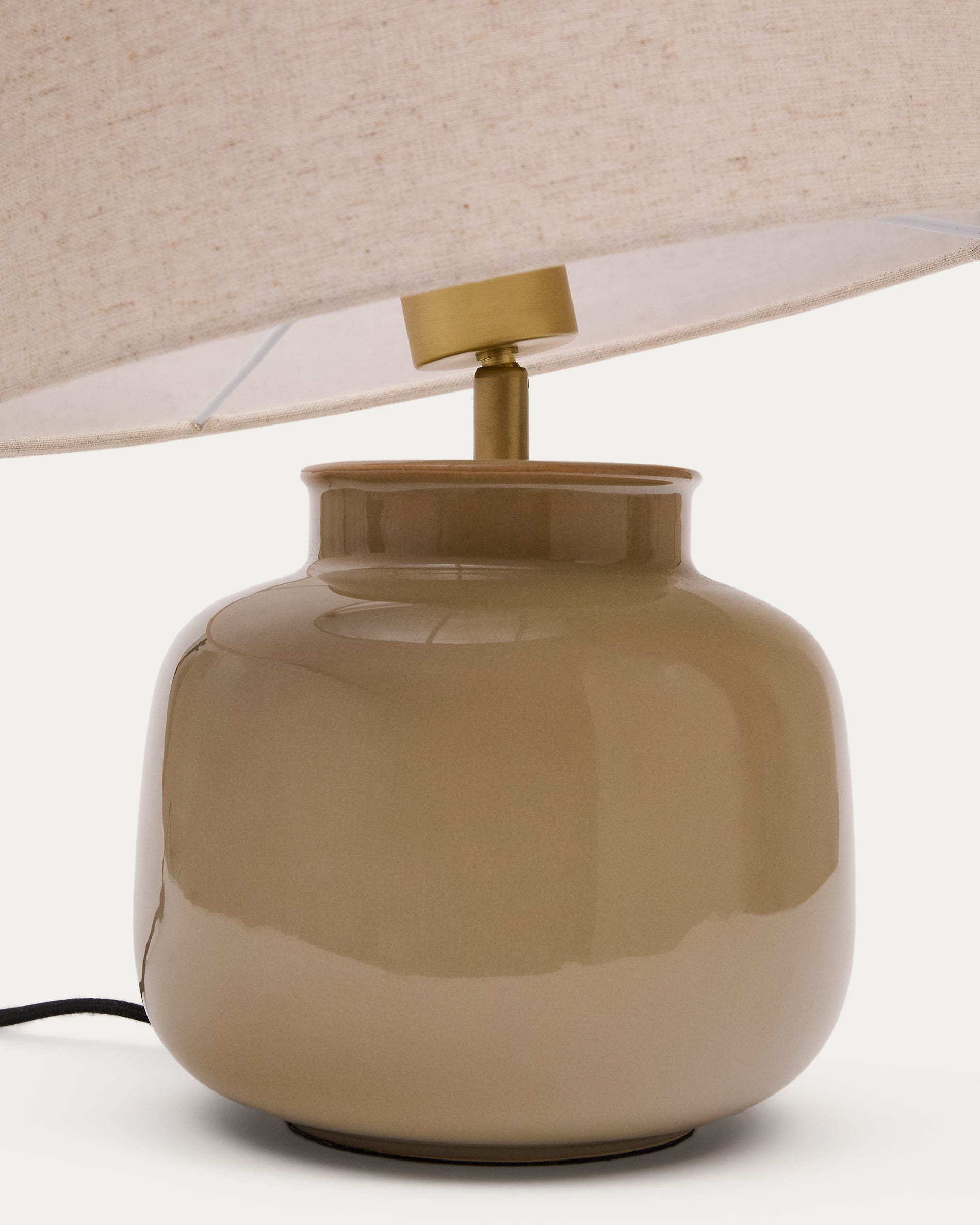 Tay green ceramic and beige linen table lamp