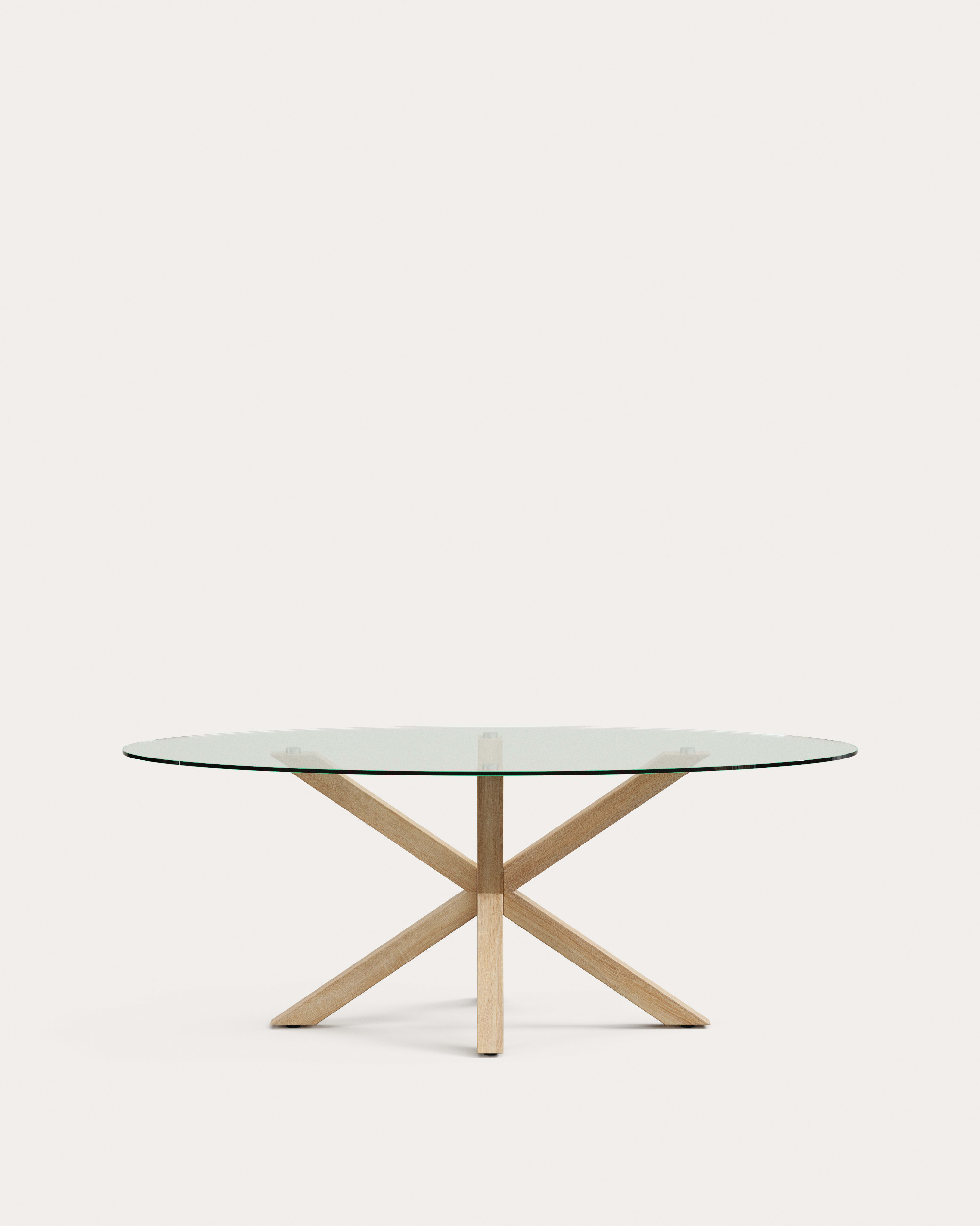 Table ovale Argo en verre et pieds en acier effet bois Ø — Kave Home