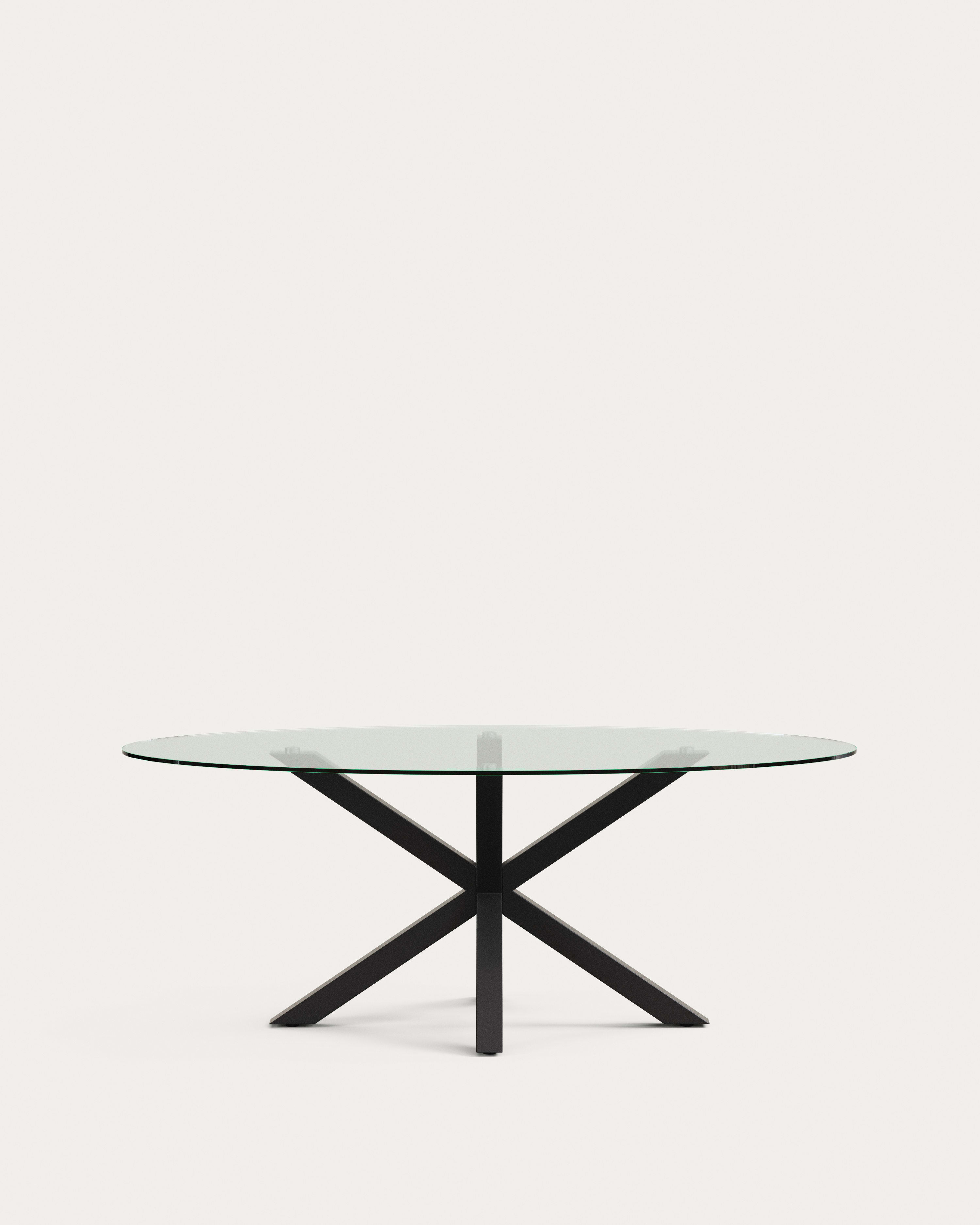 Argo oval table in glass and steel legs with black finish Ø 200 x 100 cm | Kave Home Great Britain