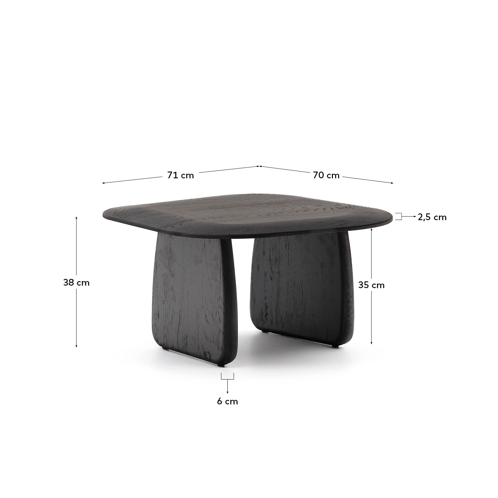 Pirita side table made from solid oak wood in a black finish, 71 x 70 cm FSC 100%