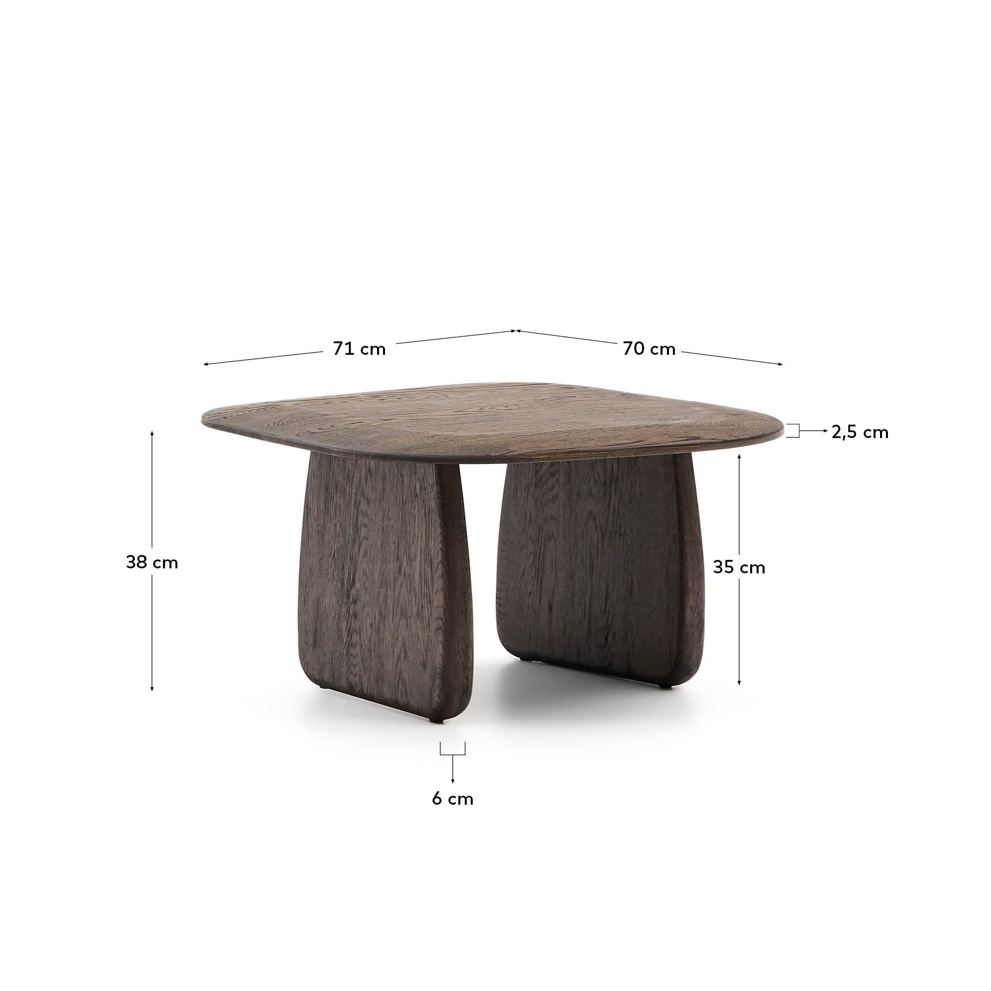 Pirita side table made from solid oak wood in a dark finish, 71 x 70 cm FSC 100%
