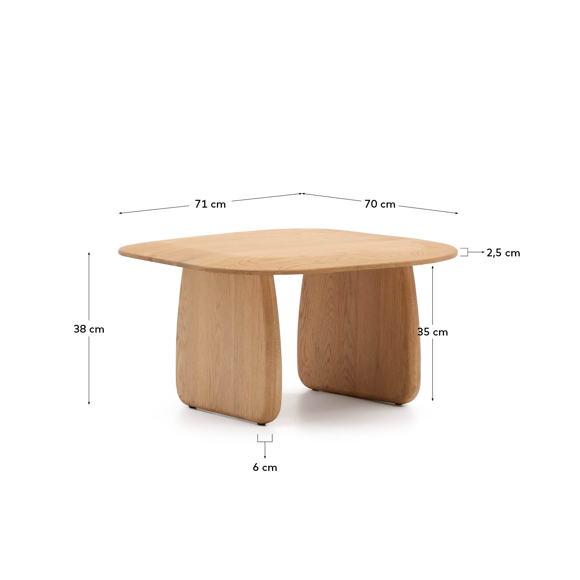 Pirita side table made from solid oak wood in a natural finish, 71 x 70 cm FSC 100%