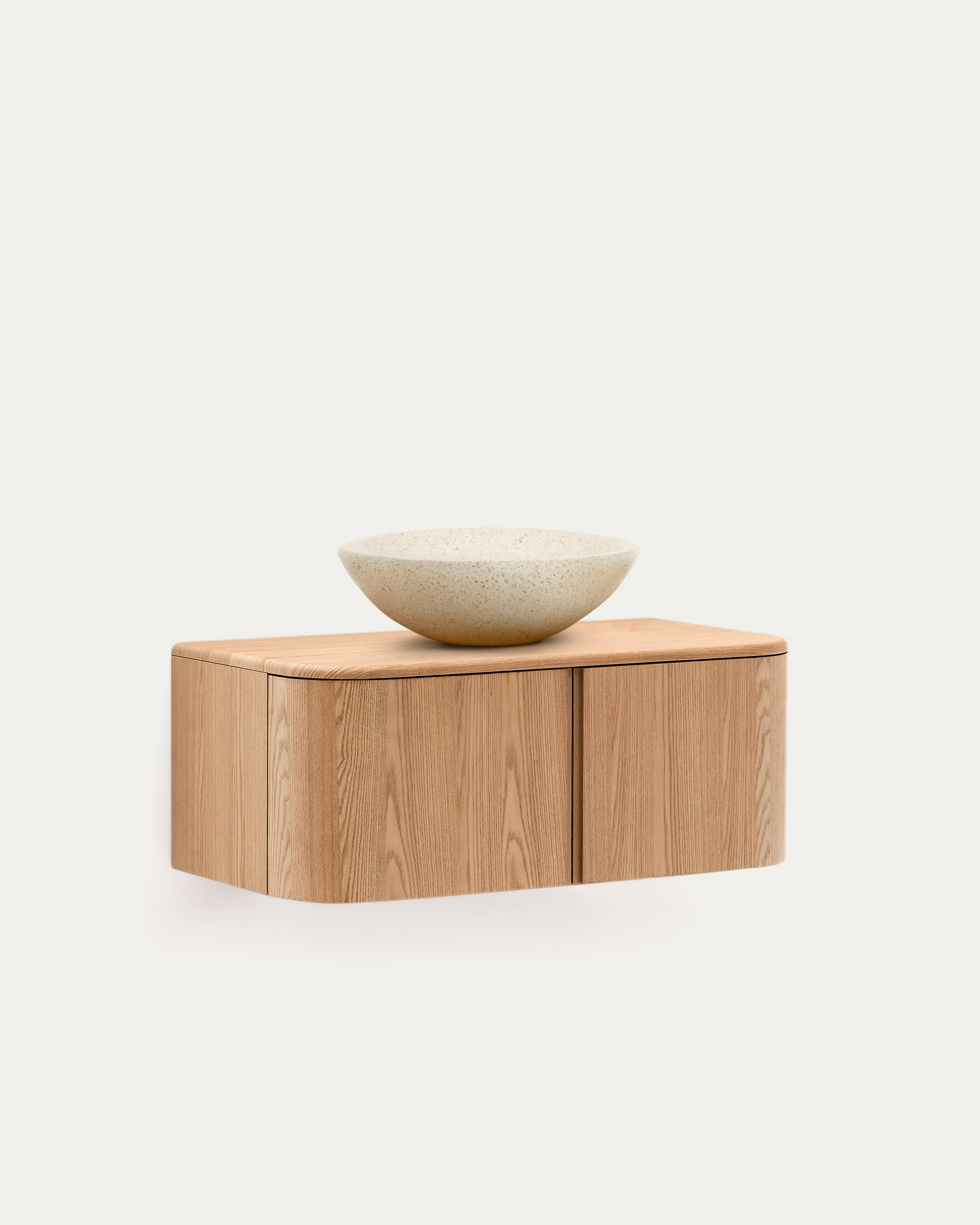 Meuble de salle de bain Salaya en contreplaqué de frêne avec finition naturelle 90 x 45 cm