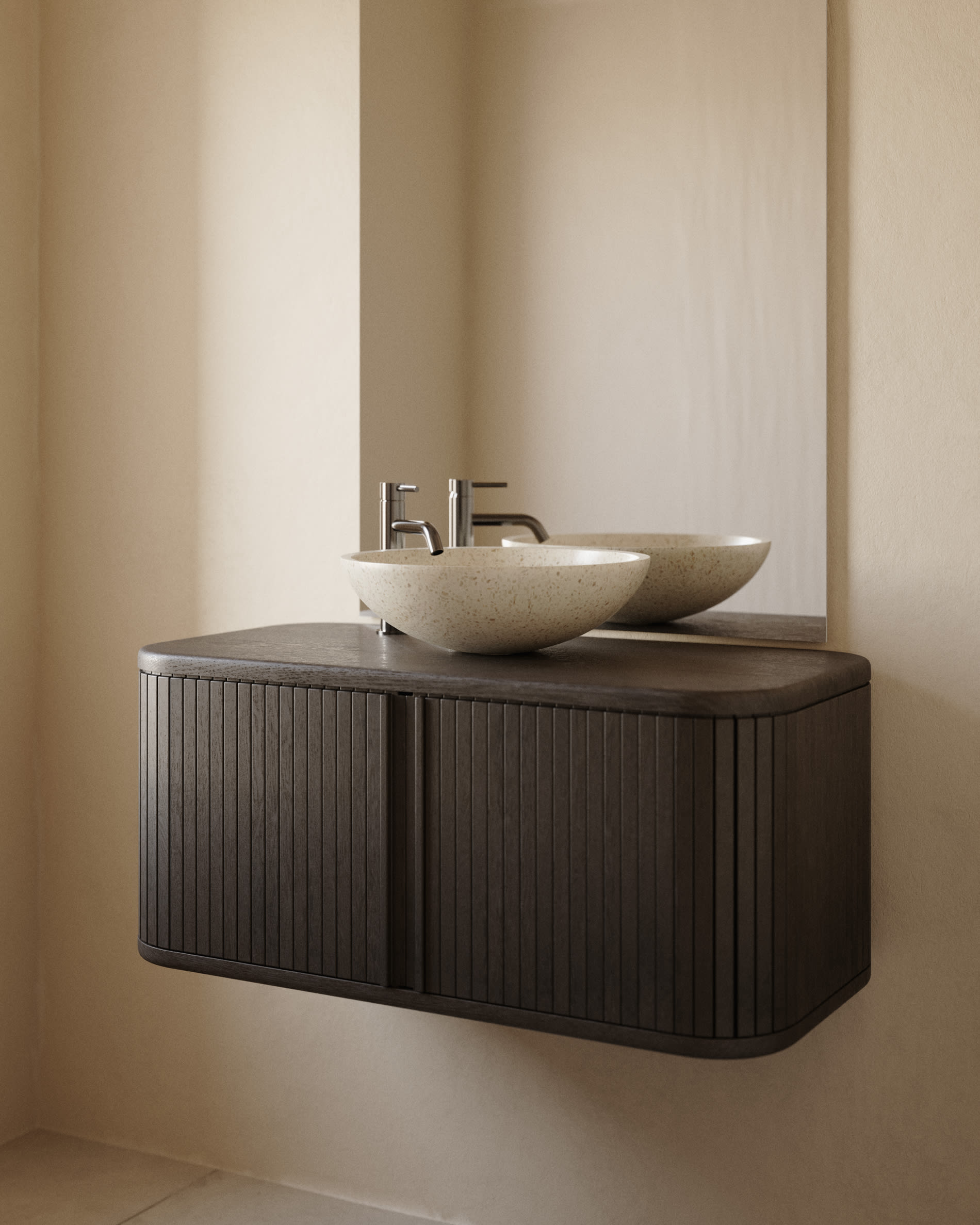 Mailen bathroom cupboard in ash veneer in a dark finish, 90 x 45 cm