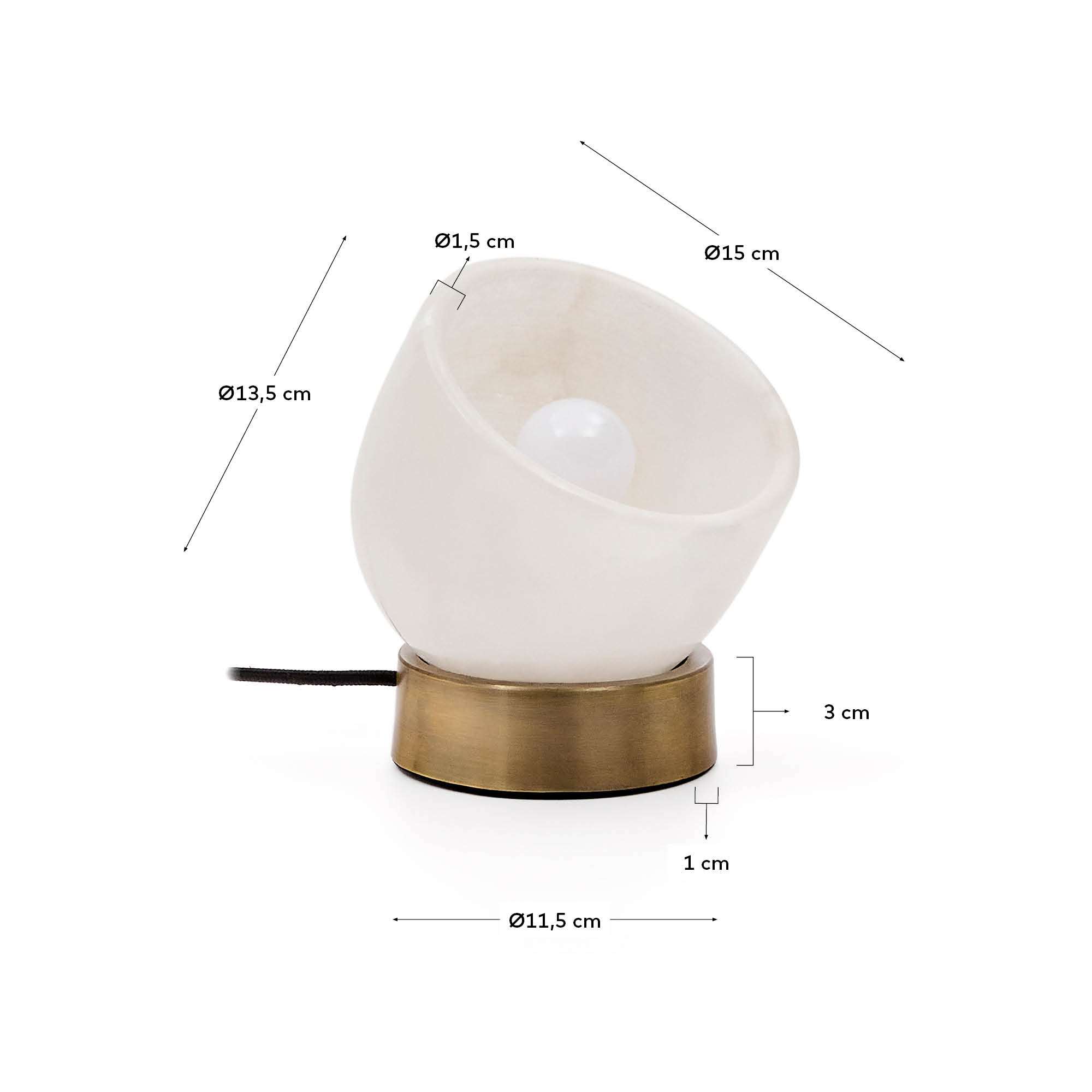 Shenli table lamp in alabaster and metal with a brass finish