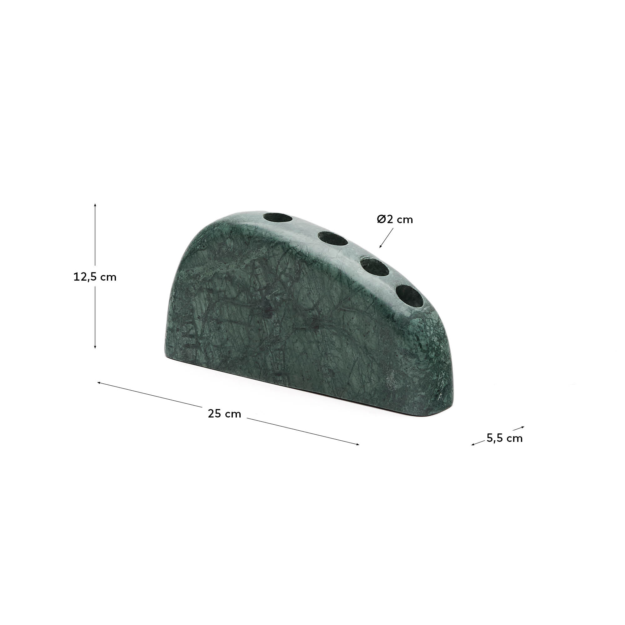 Signe large, green marble candlestick, 10 cm