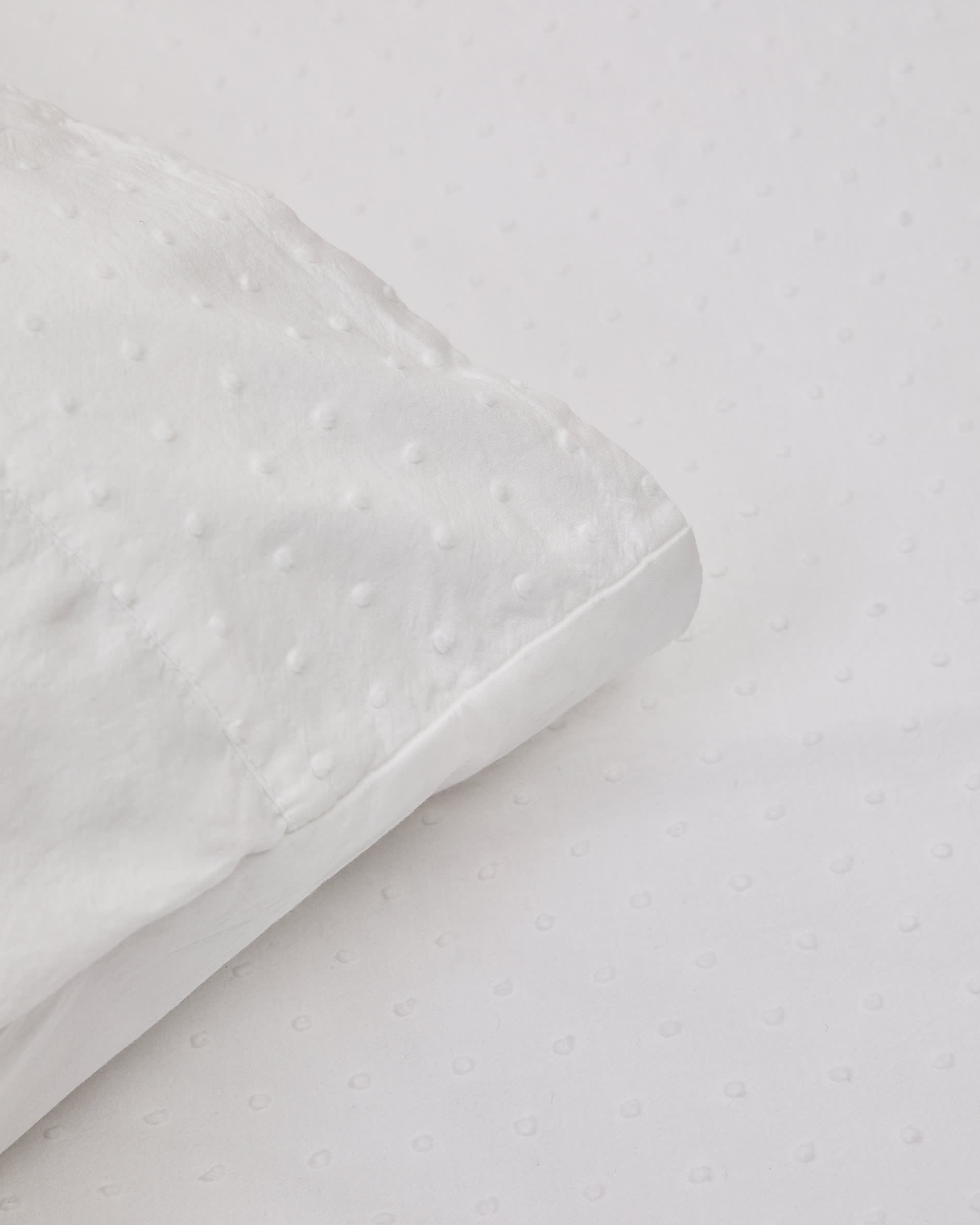 Atenie white duvet cover and pillowcase set, 100% cotton percale, plumeti detail, 90 cm bed