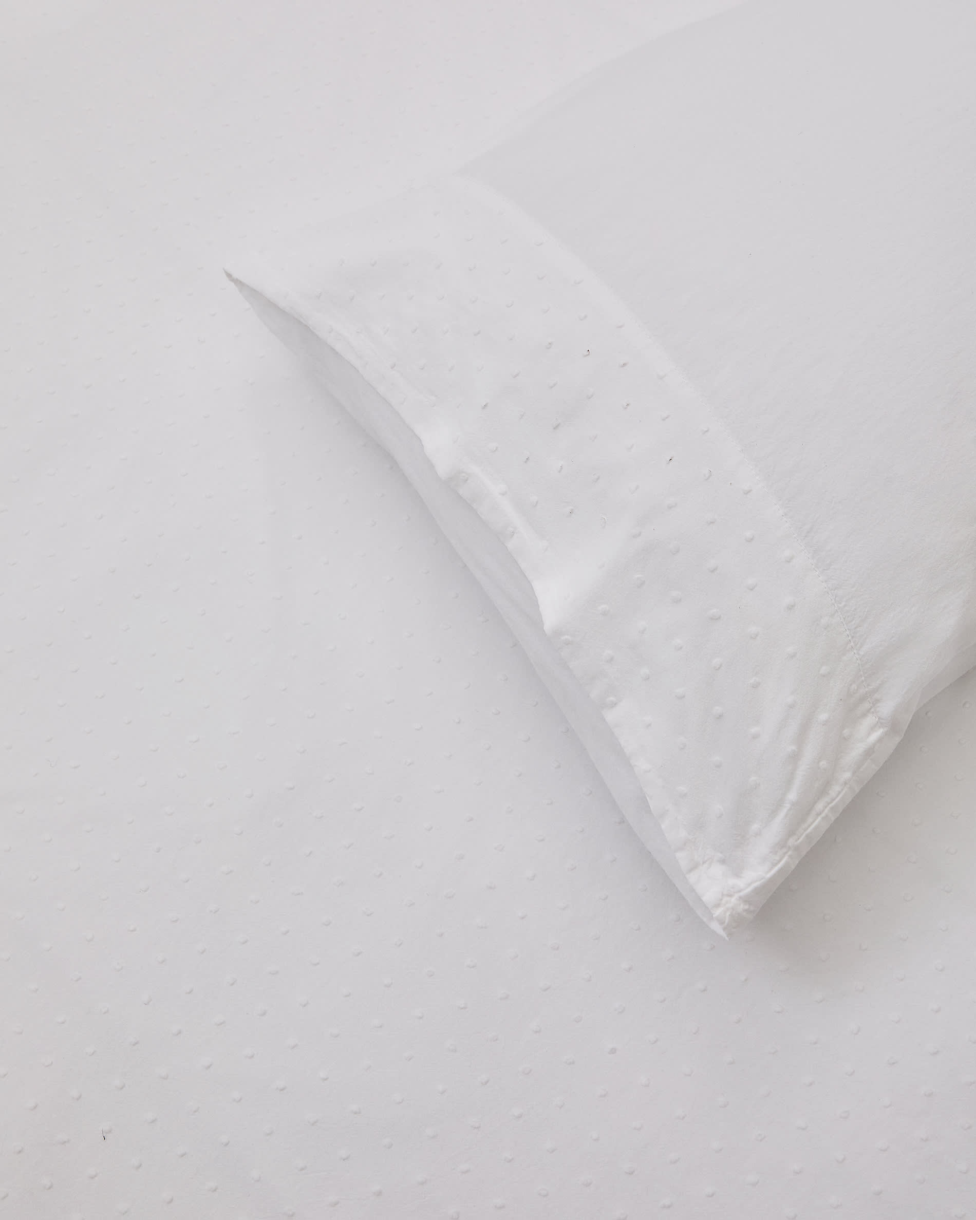 Atenie white duvet cover and pillowcase set, 100% cotton percale, plumeti detail, 90 cm bed