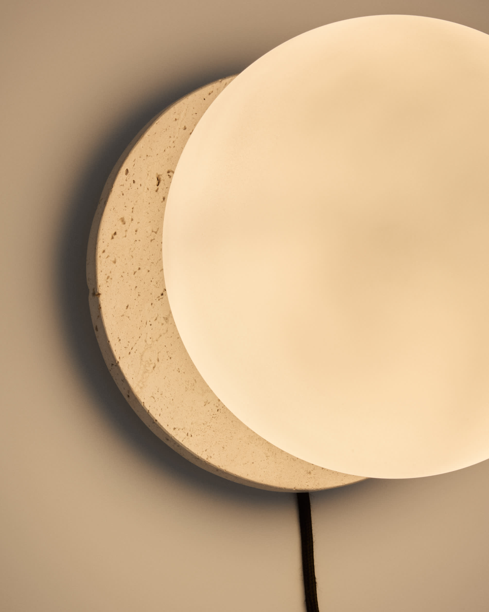 Malachi glass and travertine stone wall lamp