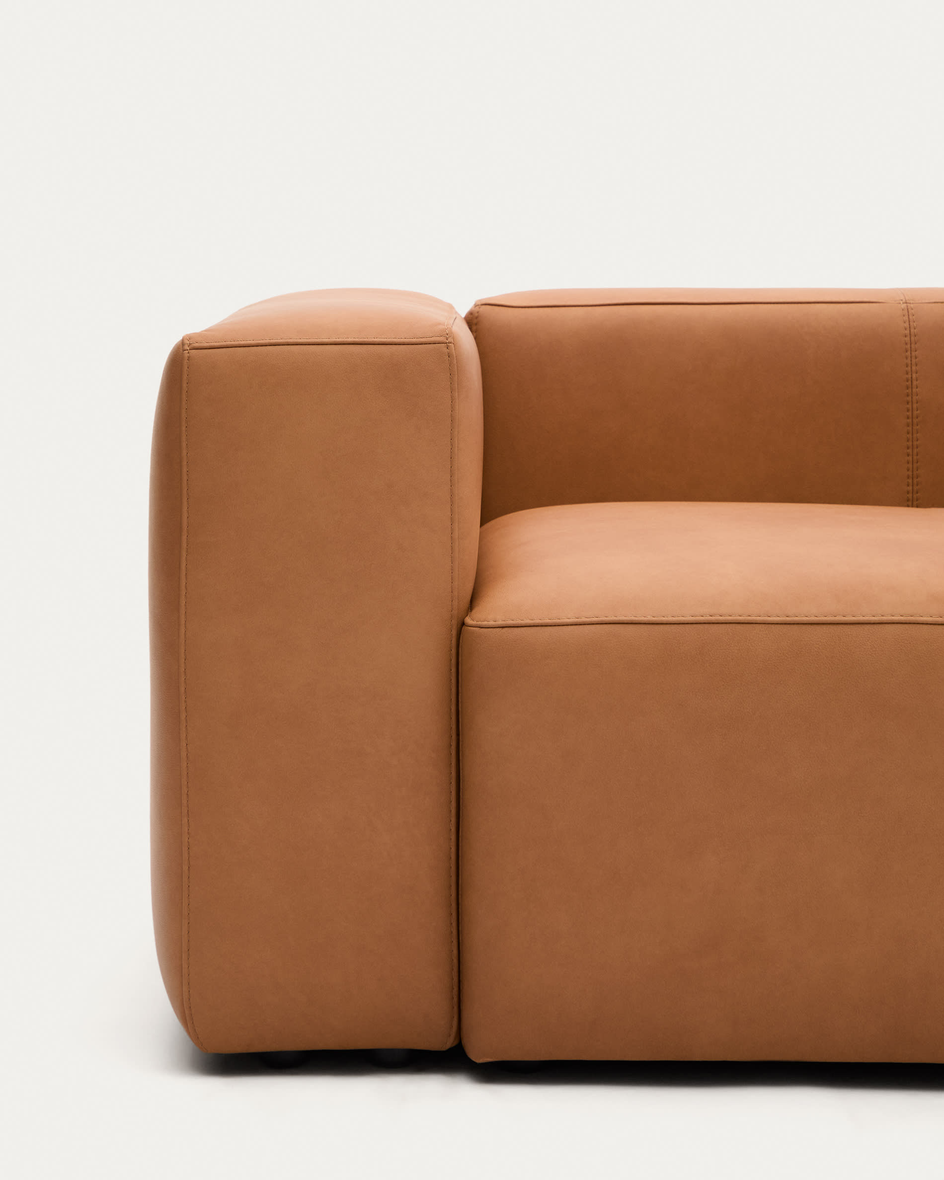 Blok brown leather 3-seater sofa 240 cm