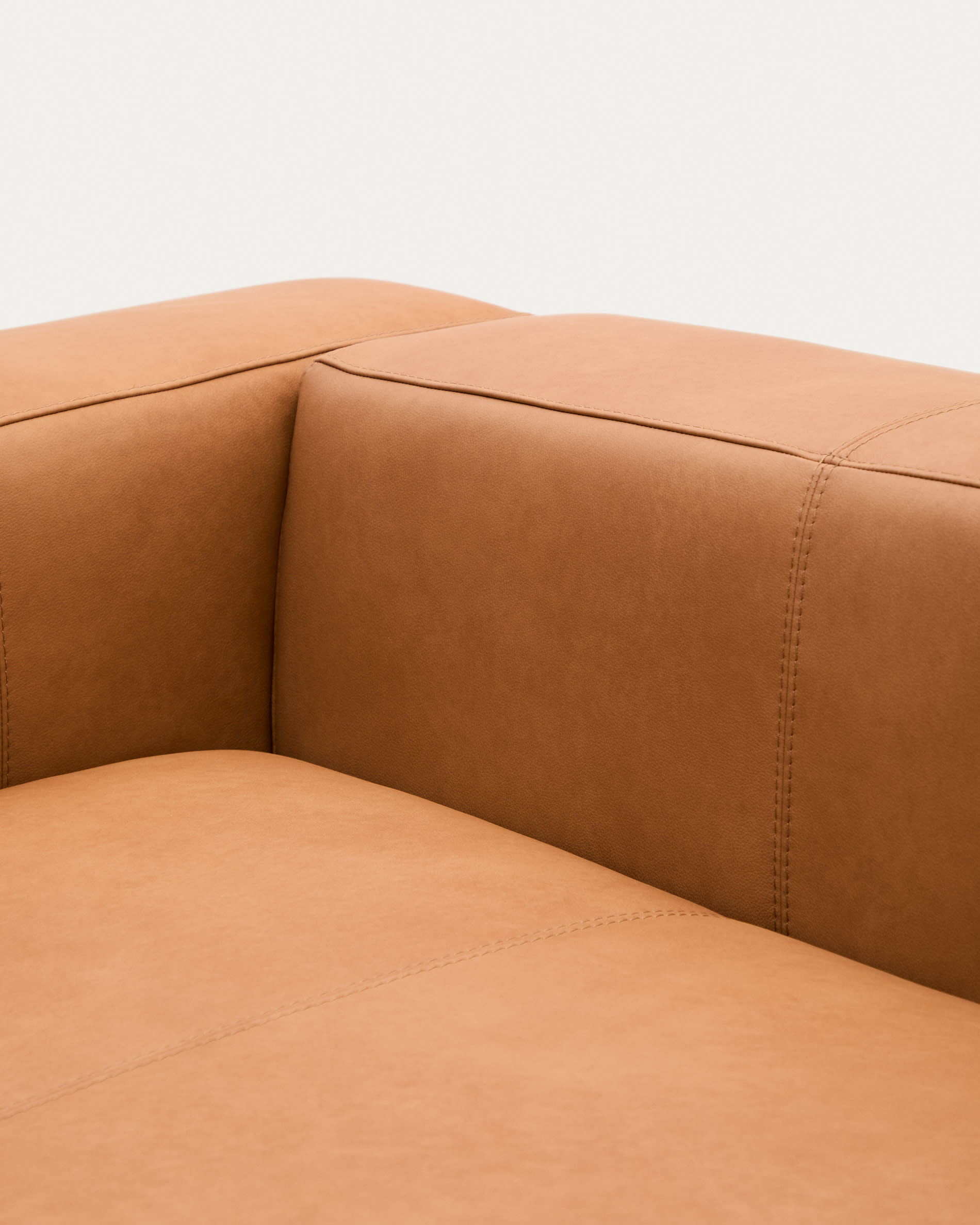 Blok brown leather 3-seater sofa 240 cm