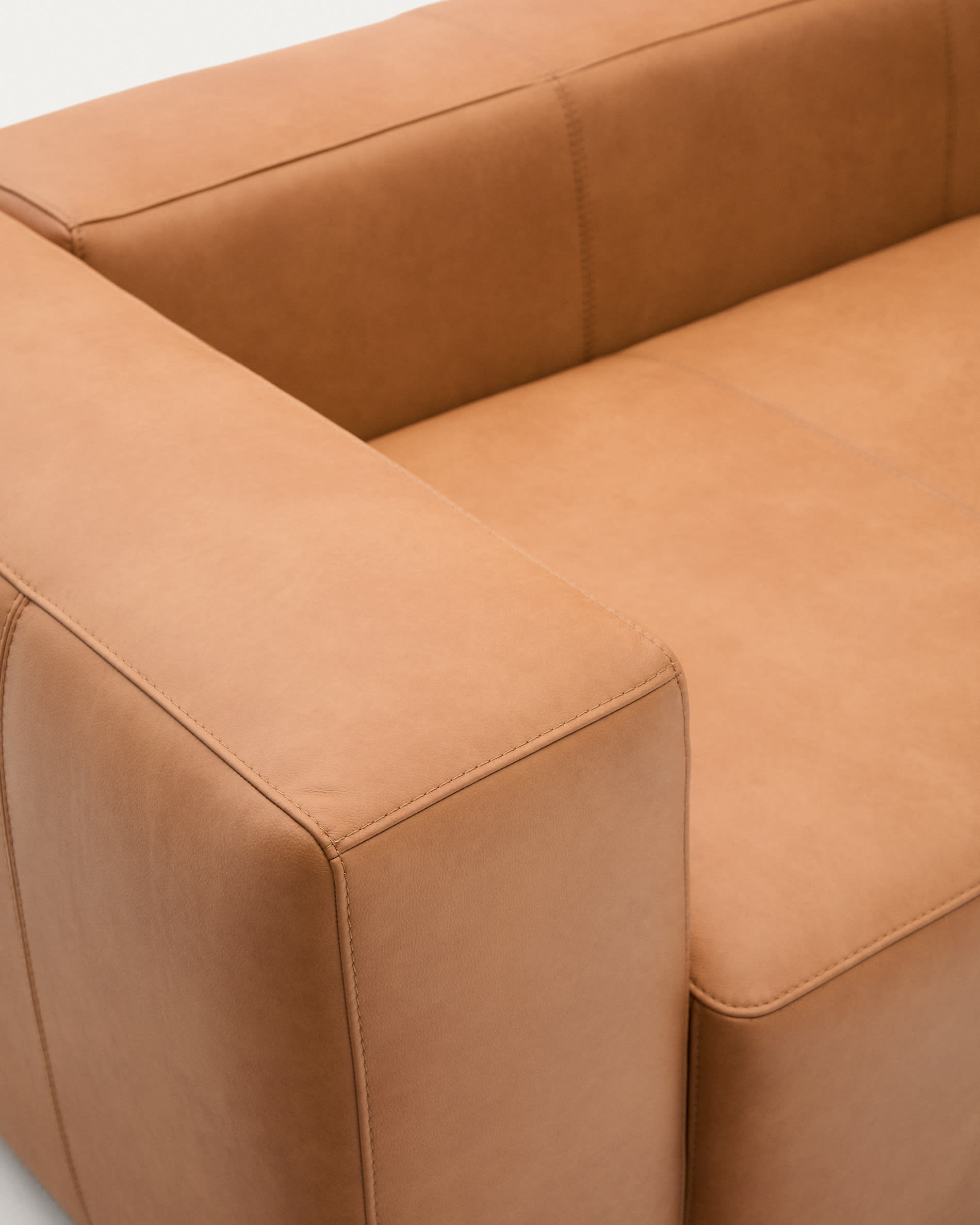 Blok brown leather 2-seater sofa 210 cm