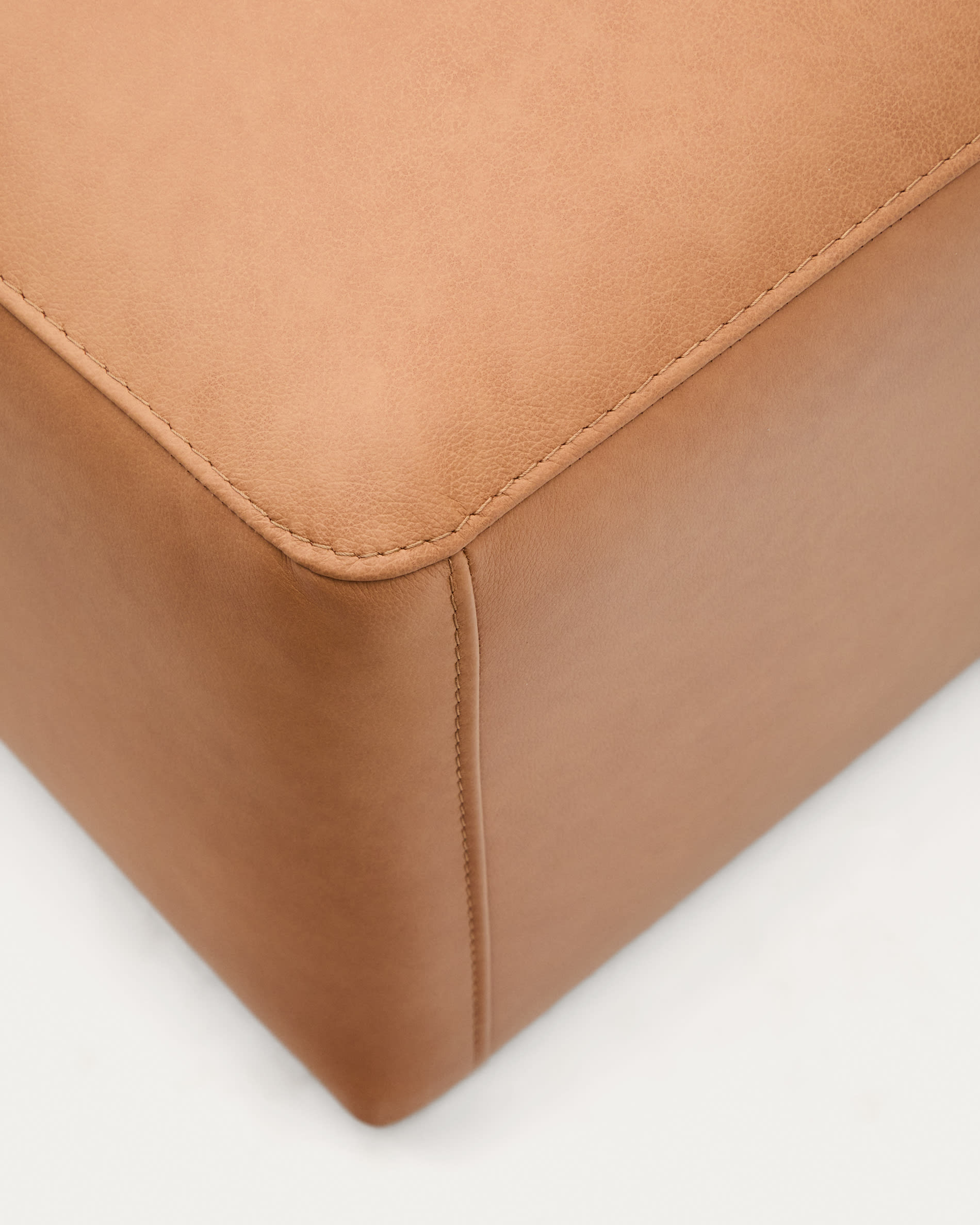 Blok brown leather footstool 90 x 74 cm