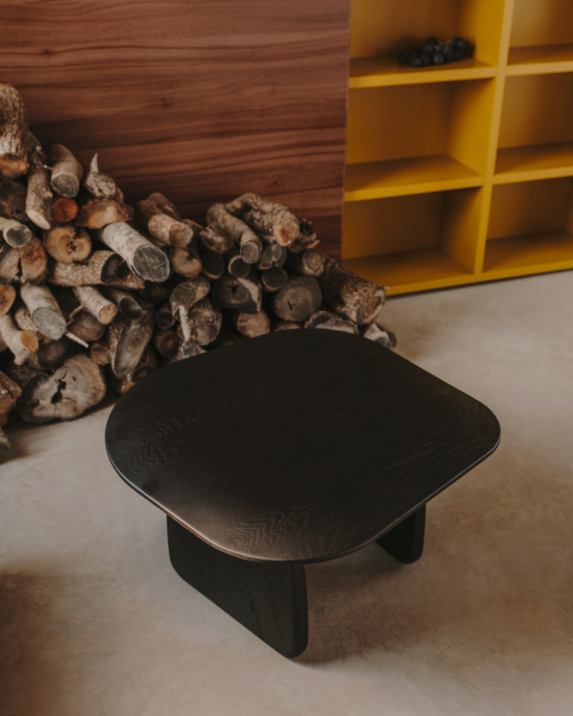 Pirita side table made from solid oak wood in a black finish, 71 x 70 cm FSC 100%