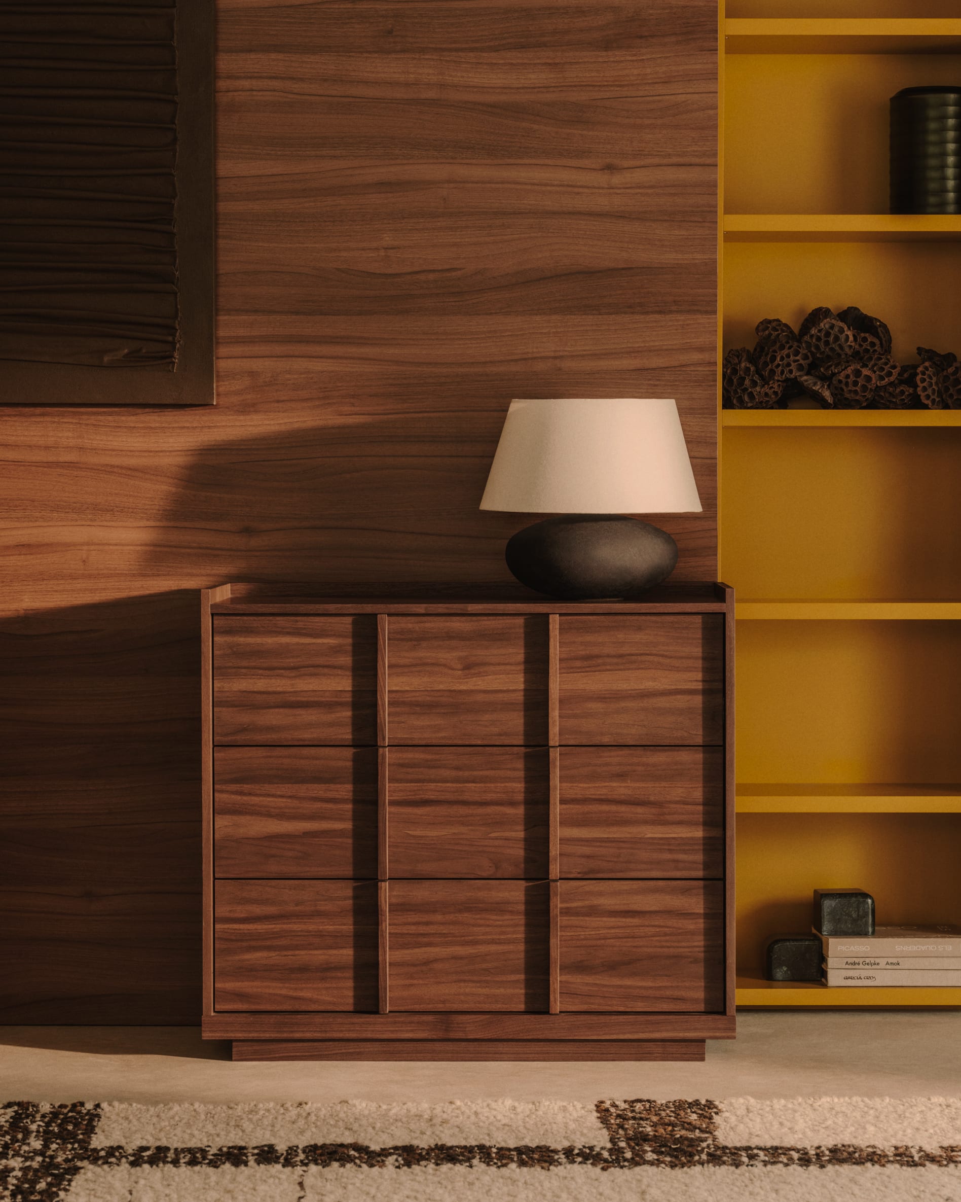 Nessi metal table lamp in a black terracotta effect finish