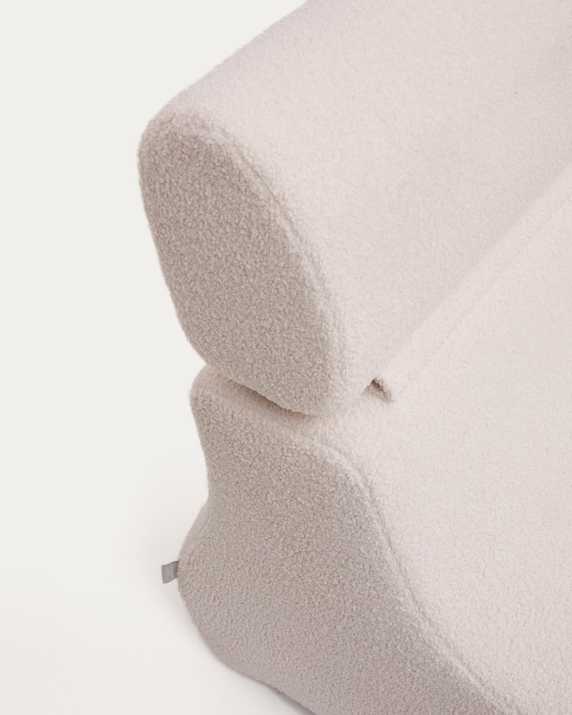 Club ecru-coloured, bouclé armchair