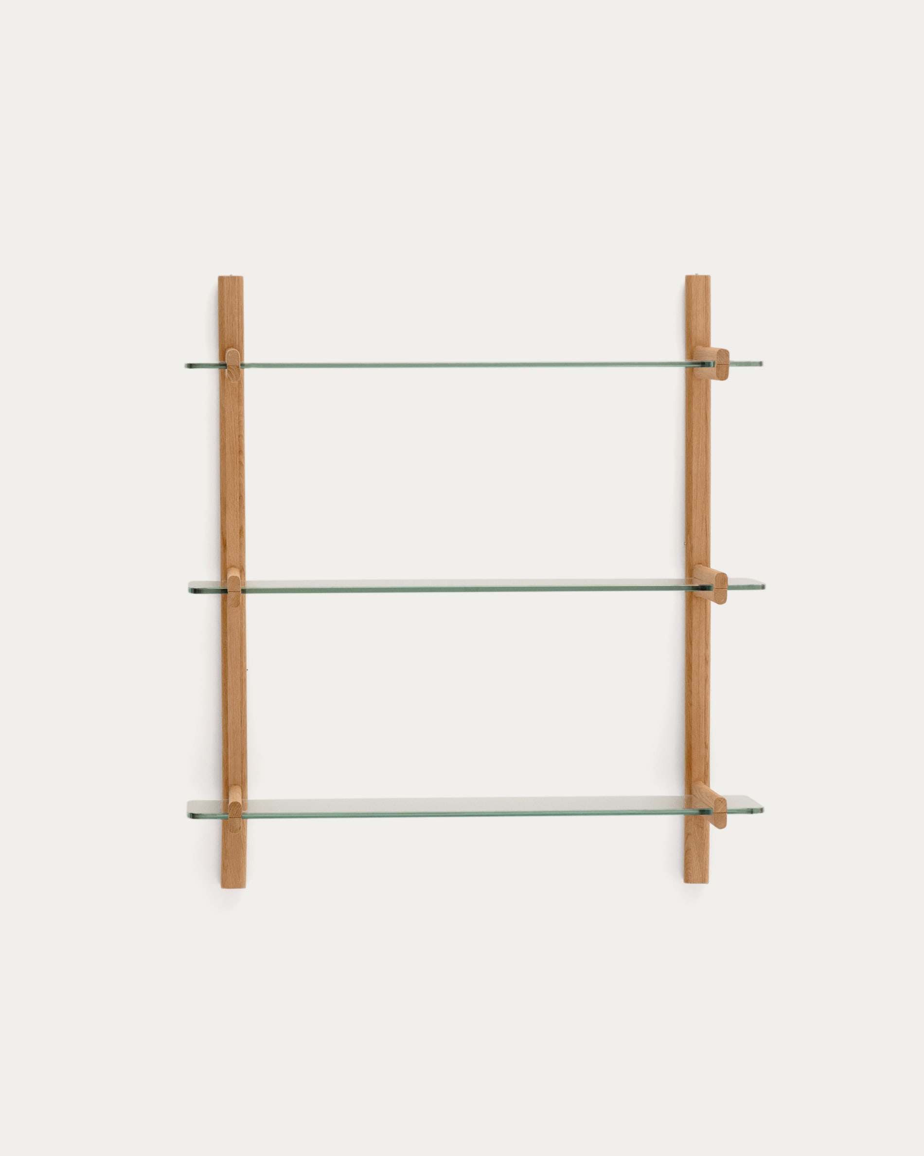 Sitra modular shelf, 3 glass shelves and FSC Mix Credit solid oak wood, 90 cm
