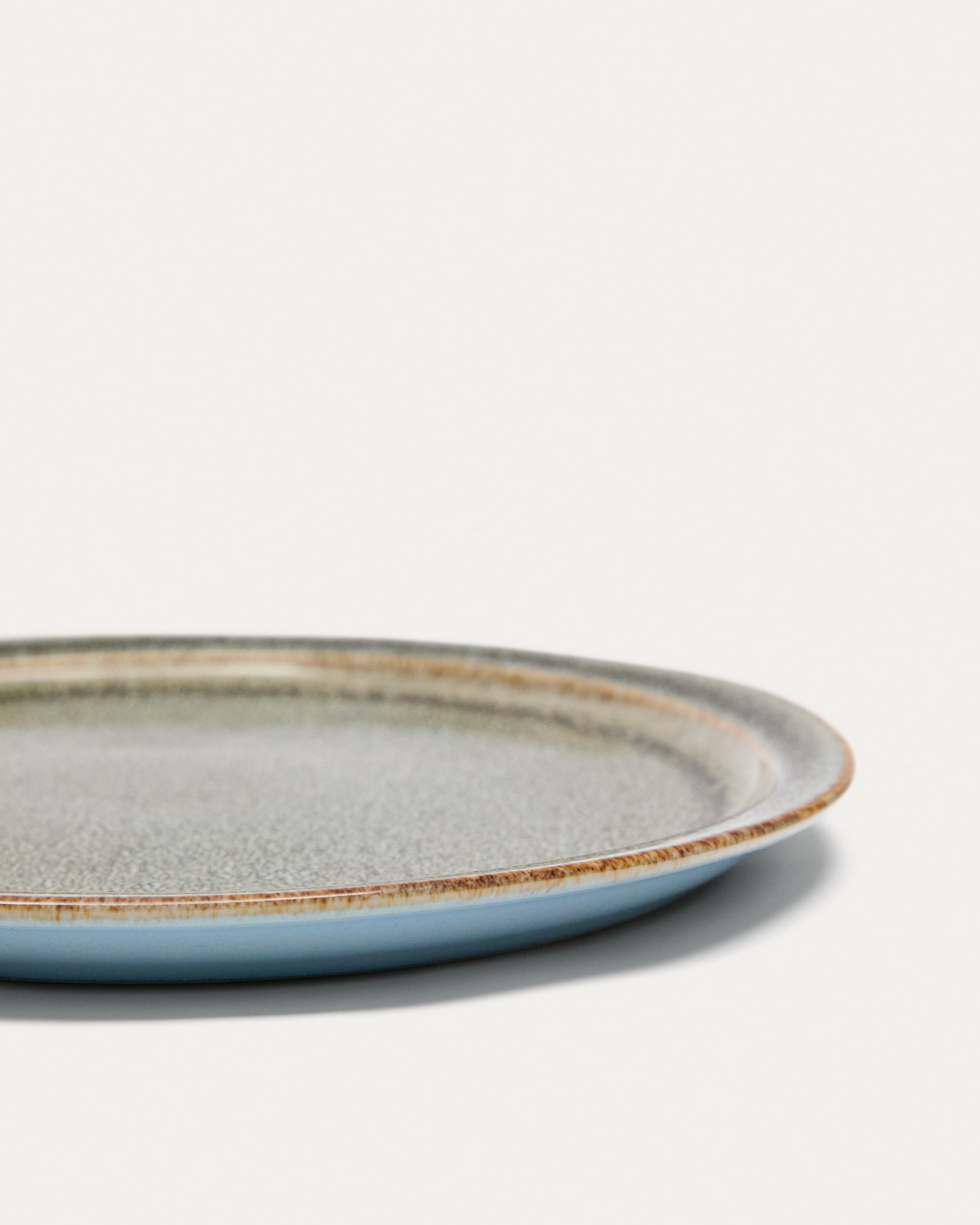 Brown ceramic Coval dessert plate