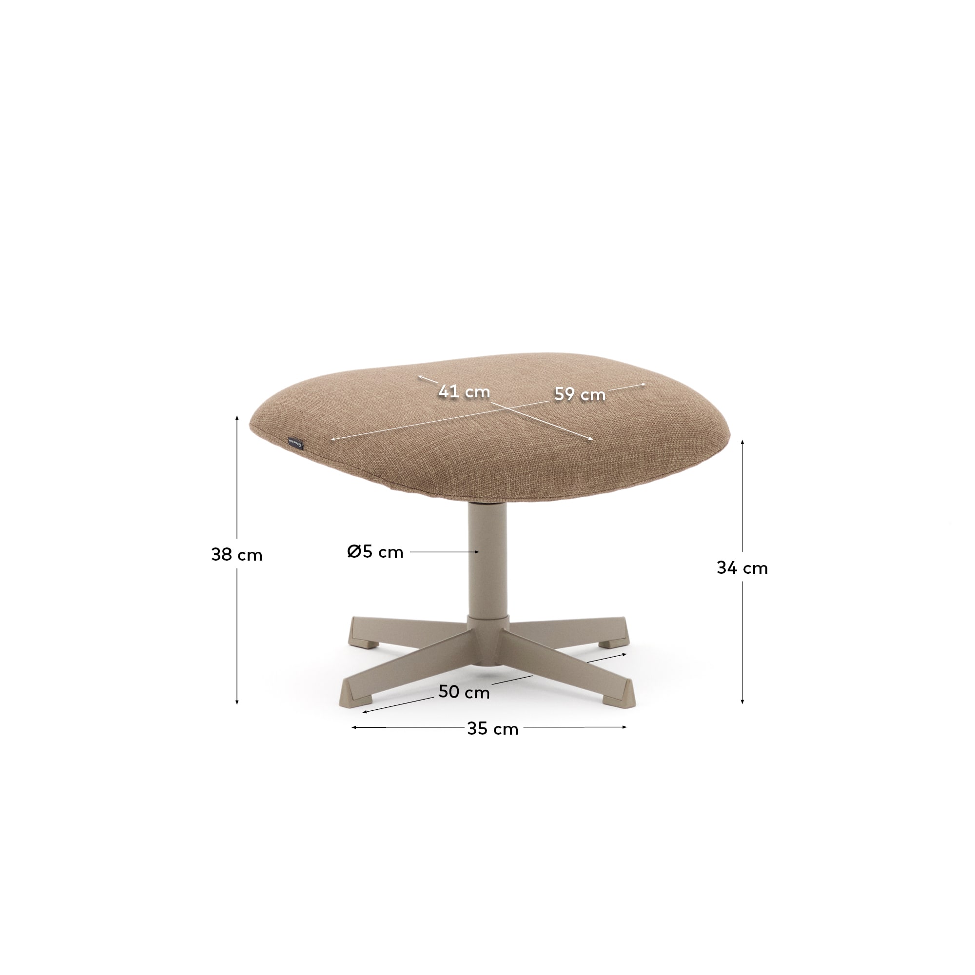 Jaspe swivel footrest in light brown and metal with a grey finish FSC™ 100%.