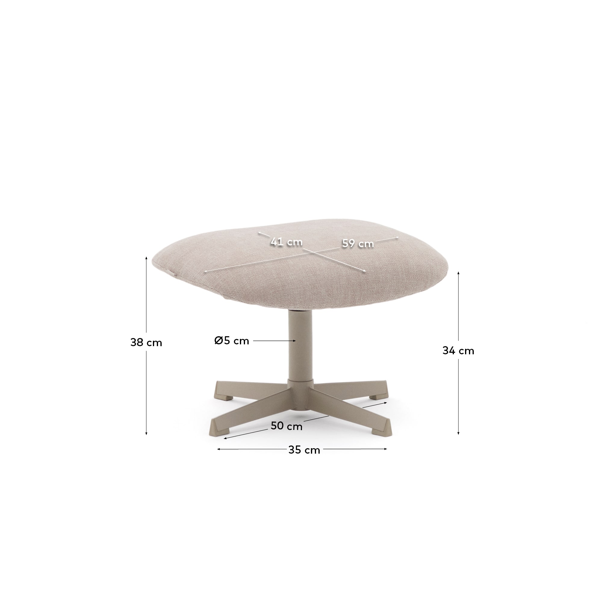 Jaspe swivel footrest in beige and metal with a grey finish FSC™ 100%.
