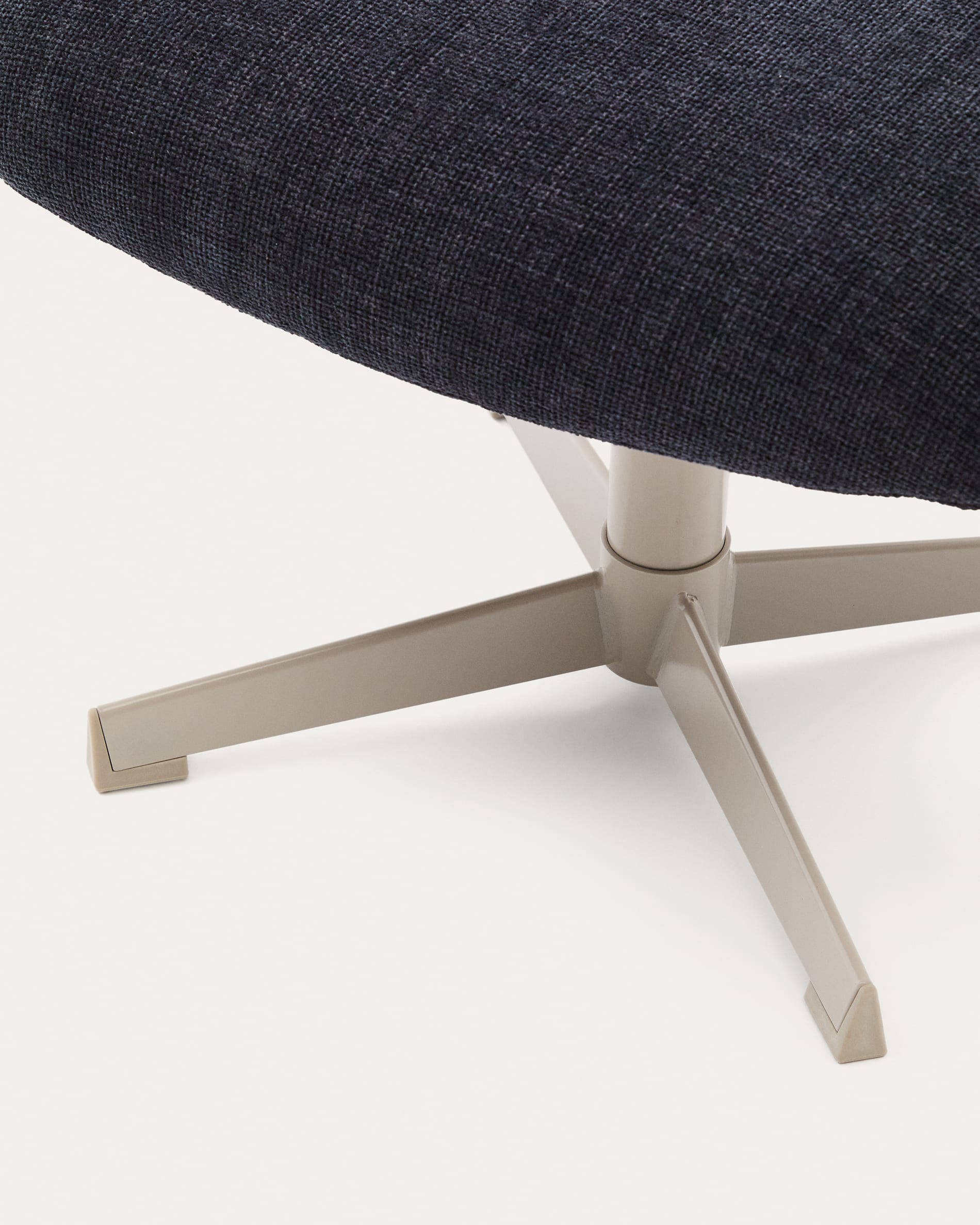 Teryl swivel footrest in blue chenille and metal with a grey finish FSC™ 100%.