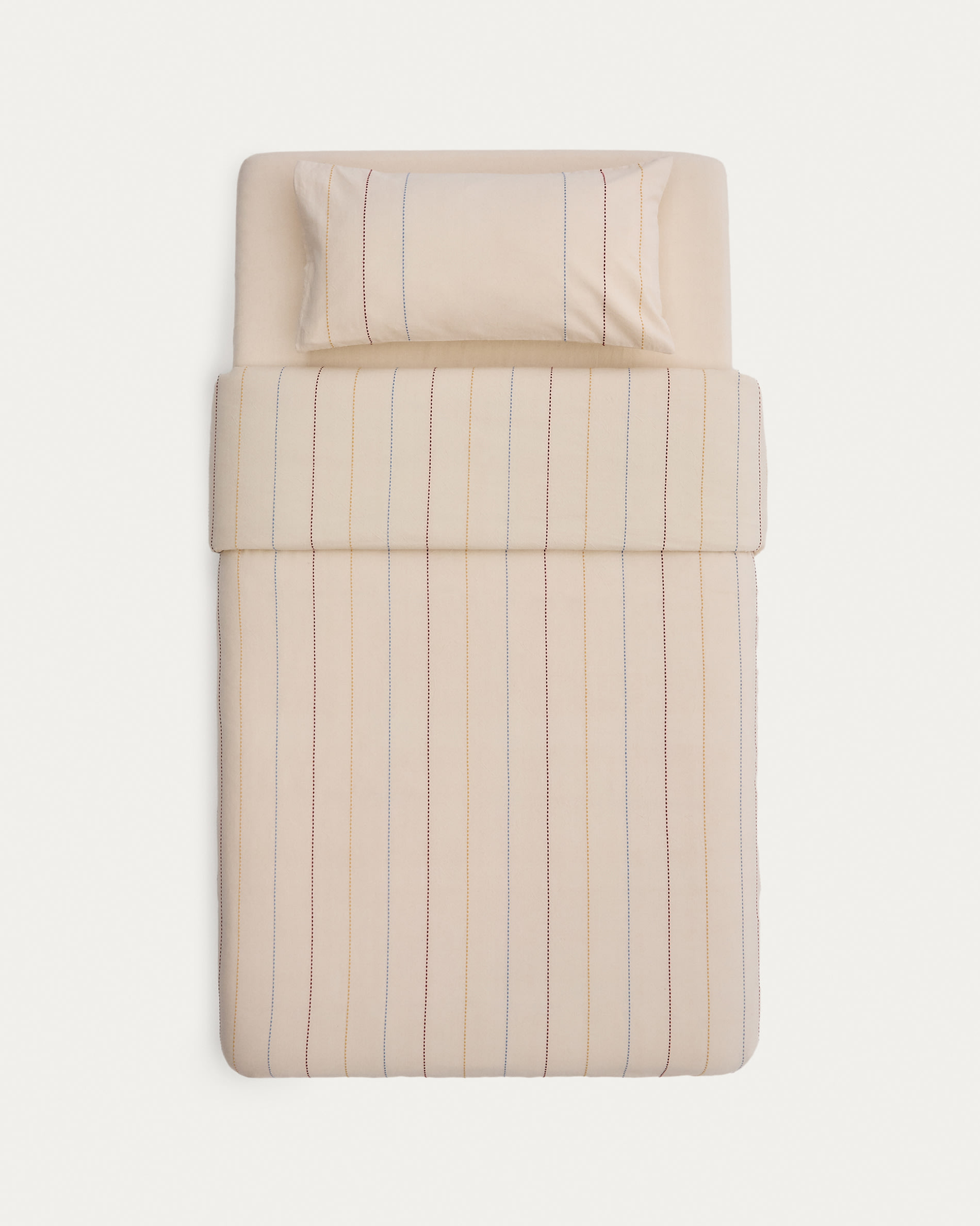 Indani bed set, duvet cover, pillowcase, bottom sheet, organic cotton, stripes for 70 cm bed