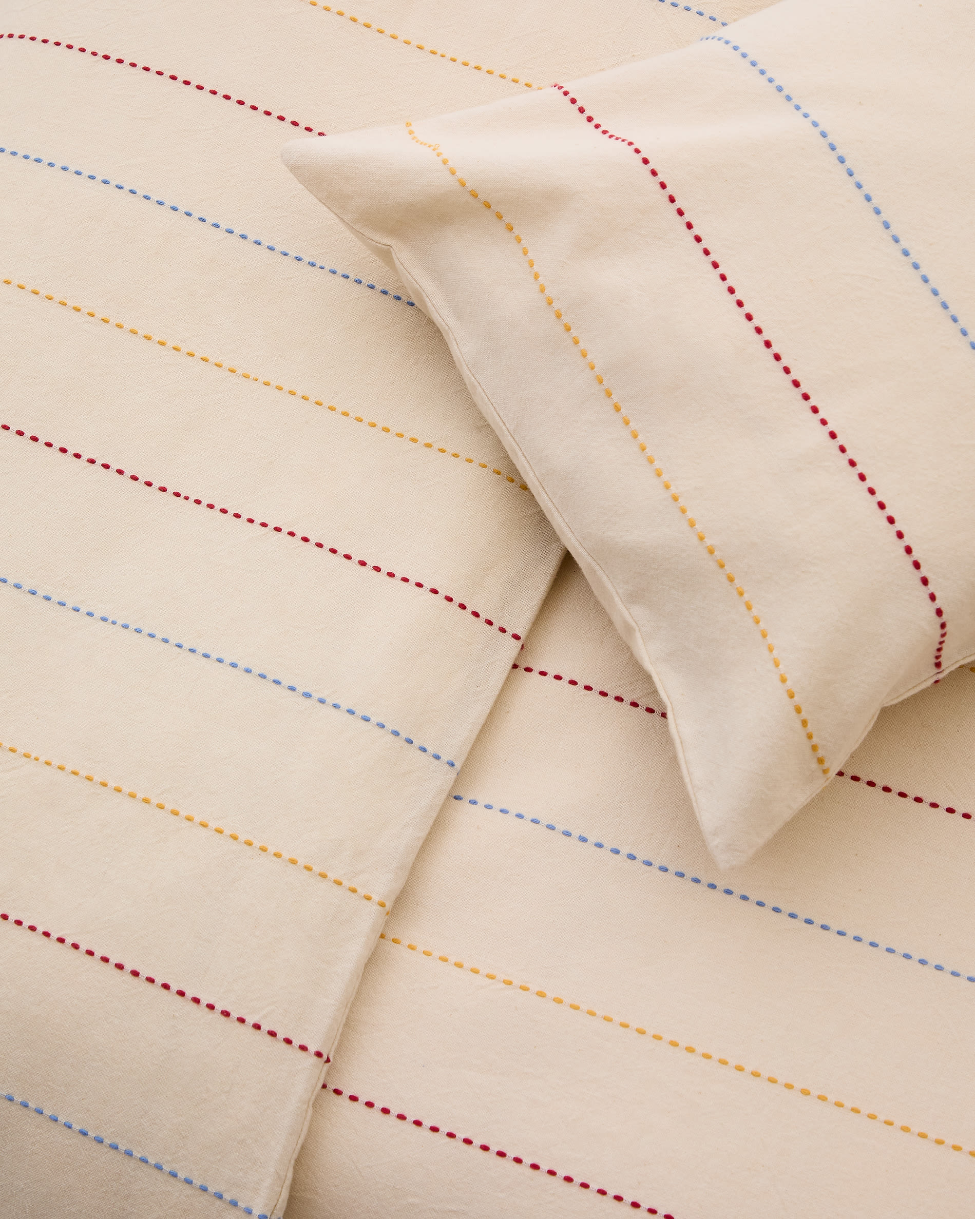 Indani bed set, duvet cover, pillowcase, bottom sheet, organic cotton, stripes for 70 cm bed
