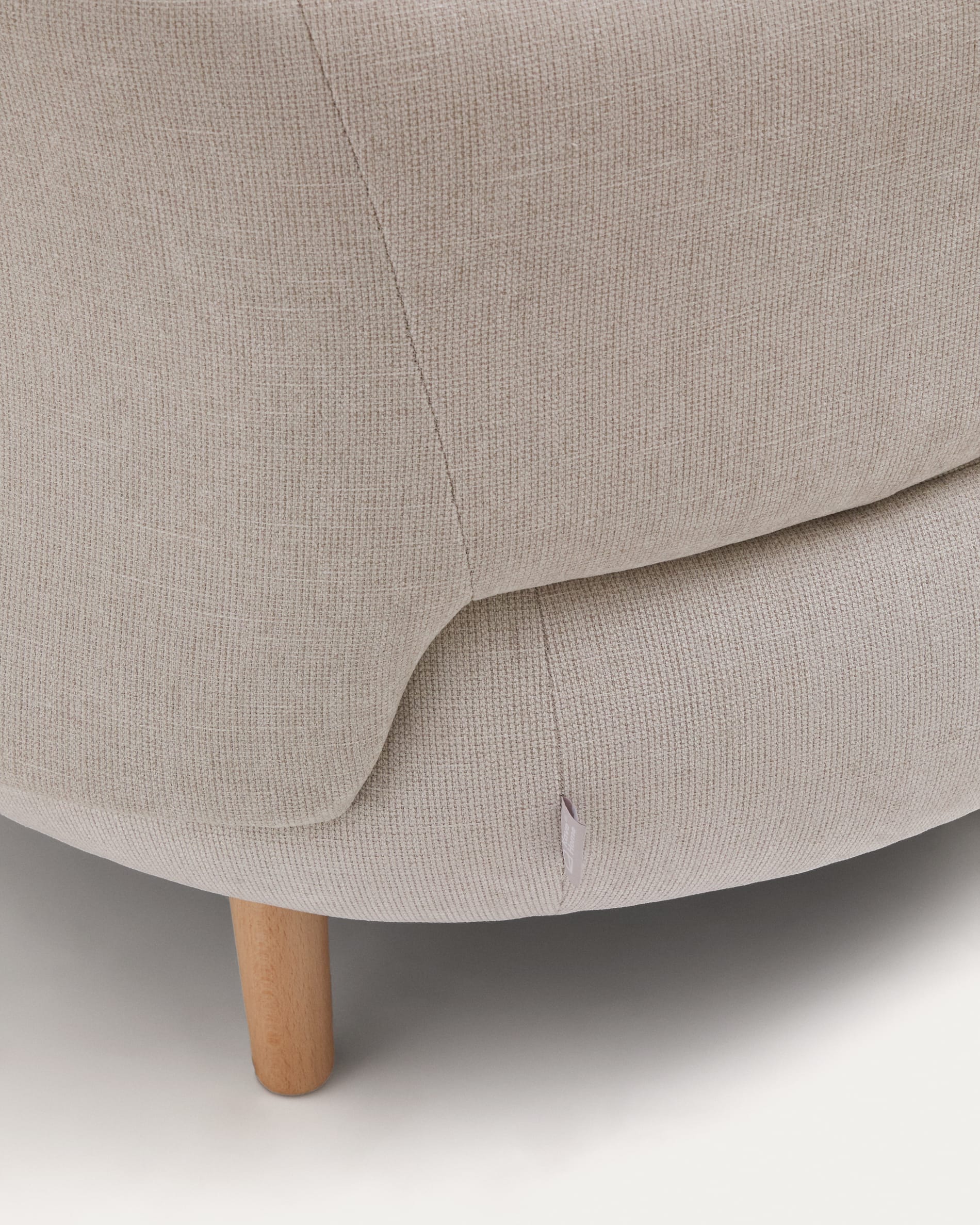 Luisa armchair in chenille pearl with solid beech wood legs 90 cm