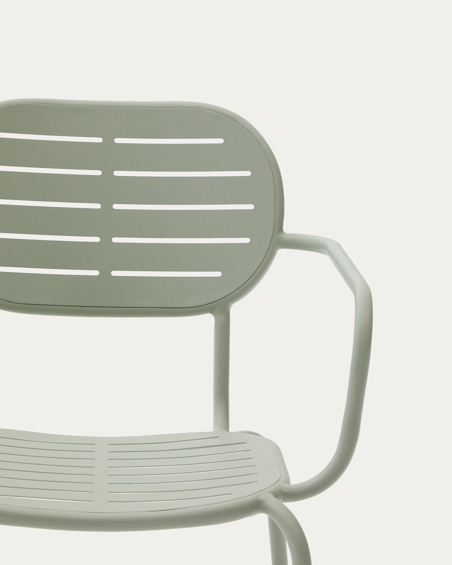 Brai stackable outdoor chair with armrests in turquoise galvanised steel