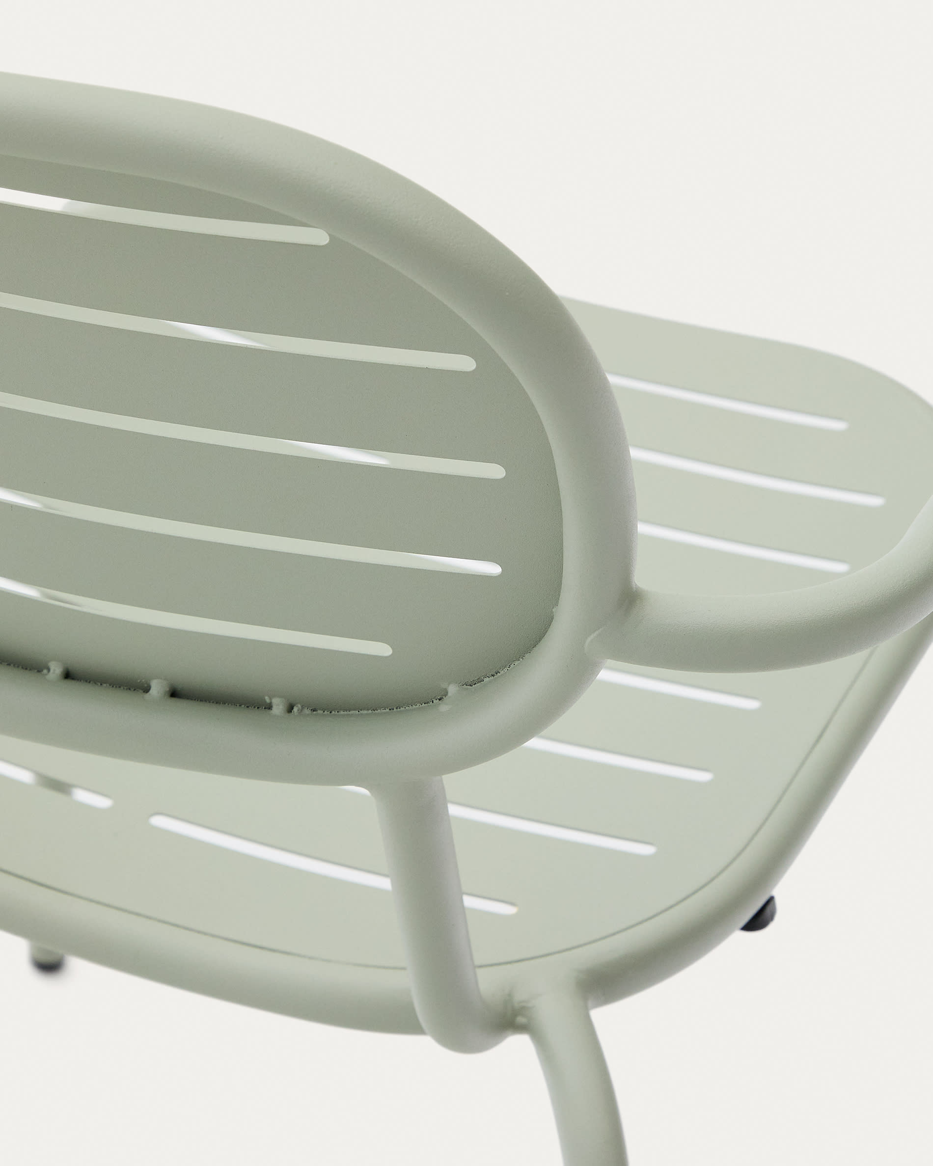Brai stackable outdoor chair with armrests in turquoise galvanised steel