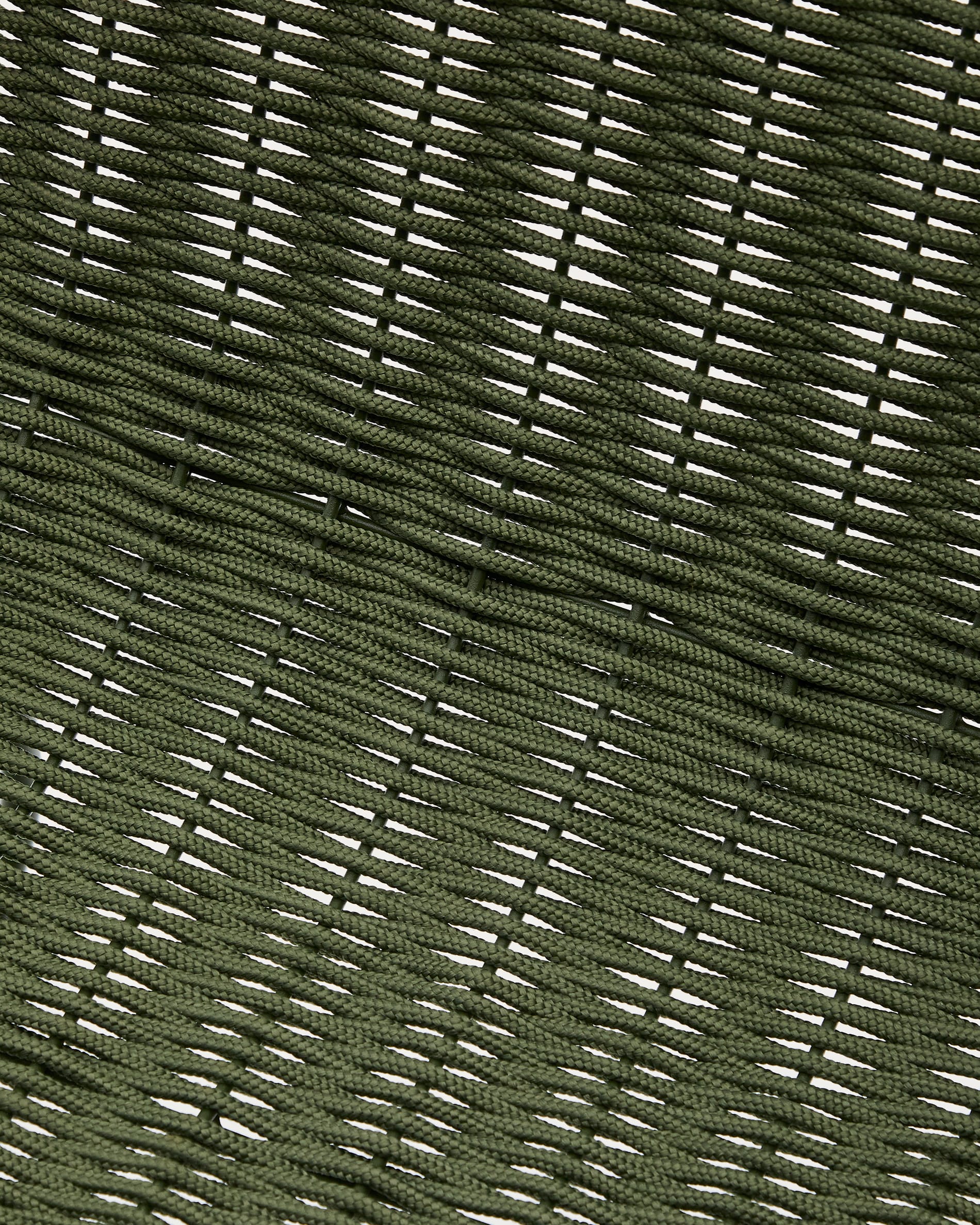 Maurina stackable chair in green galvanised steel and green rope cord