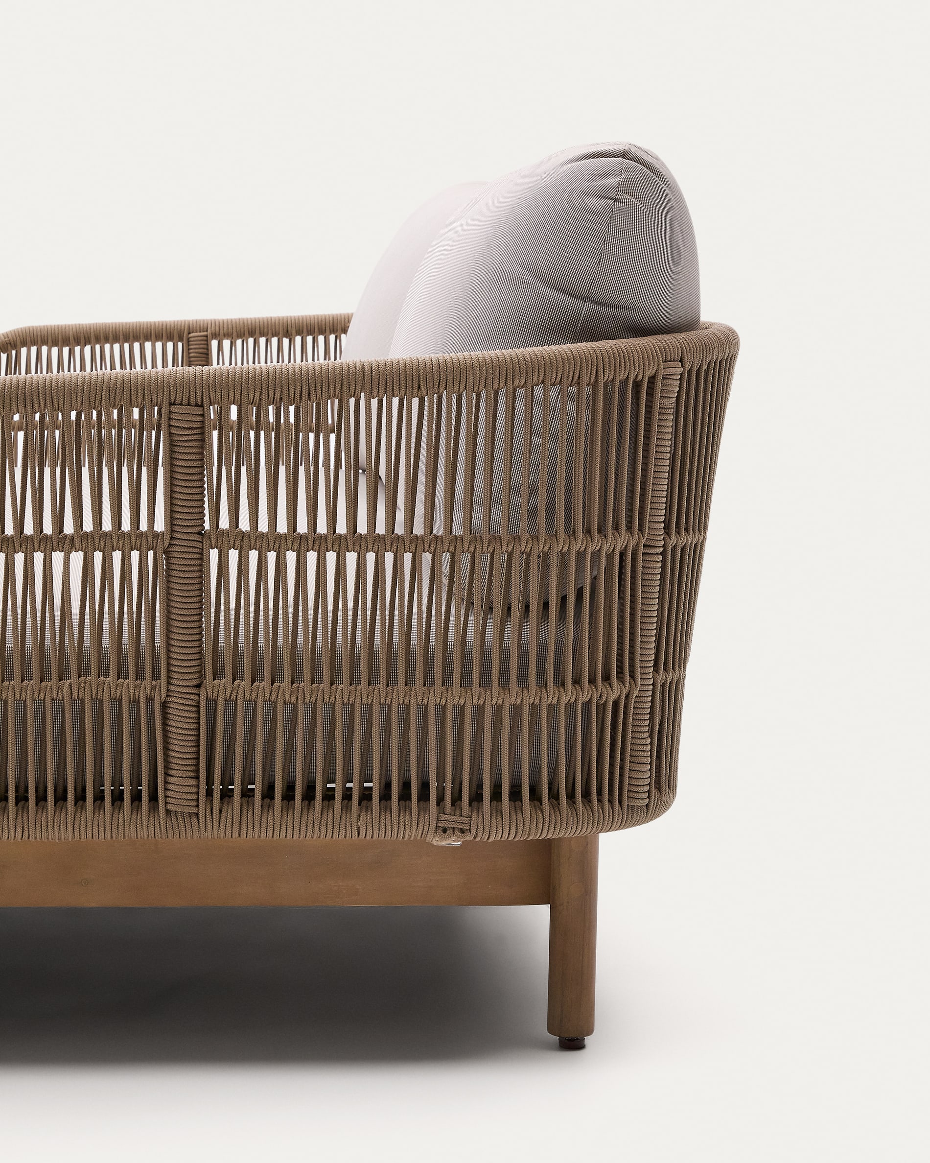 Catalina double sun lounger in beige rope cord and FSC 100% solid acacia wood