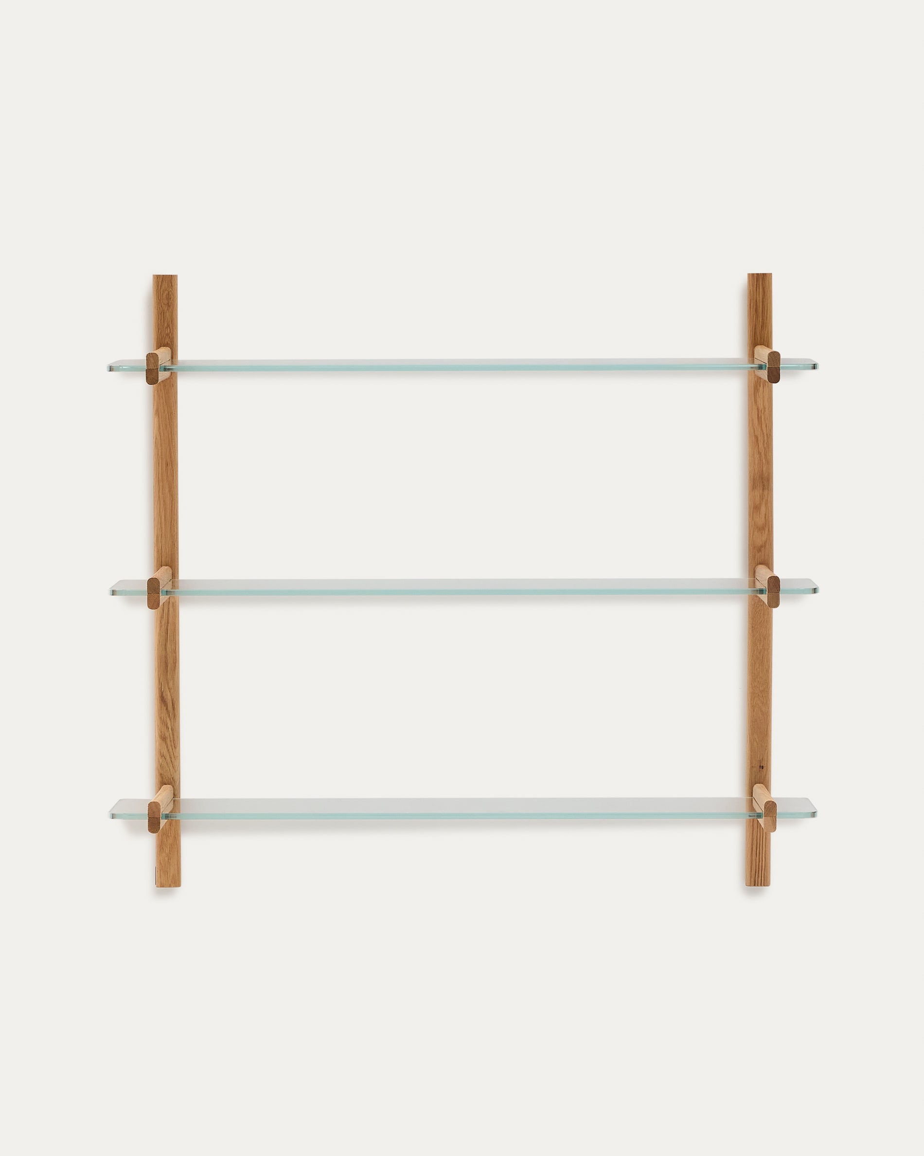 Sitra modular shelf, 3 glass shelves and FSC Mix Credit solid oak wood, 110 cm
