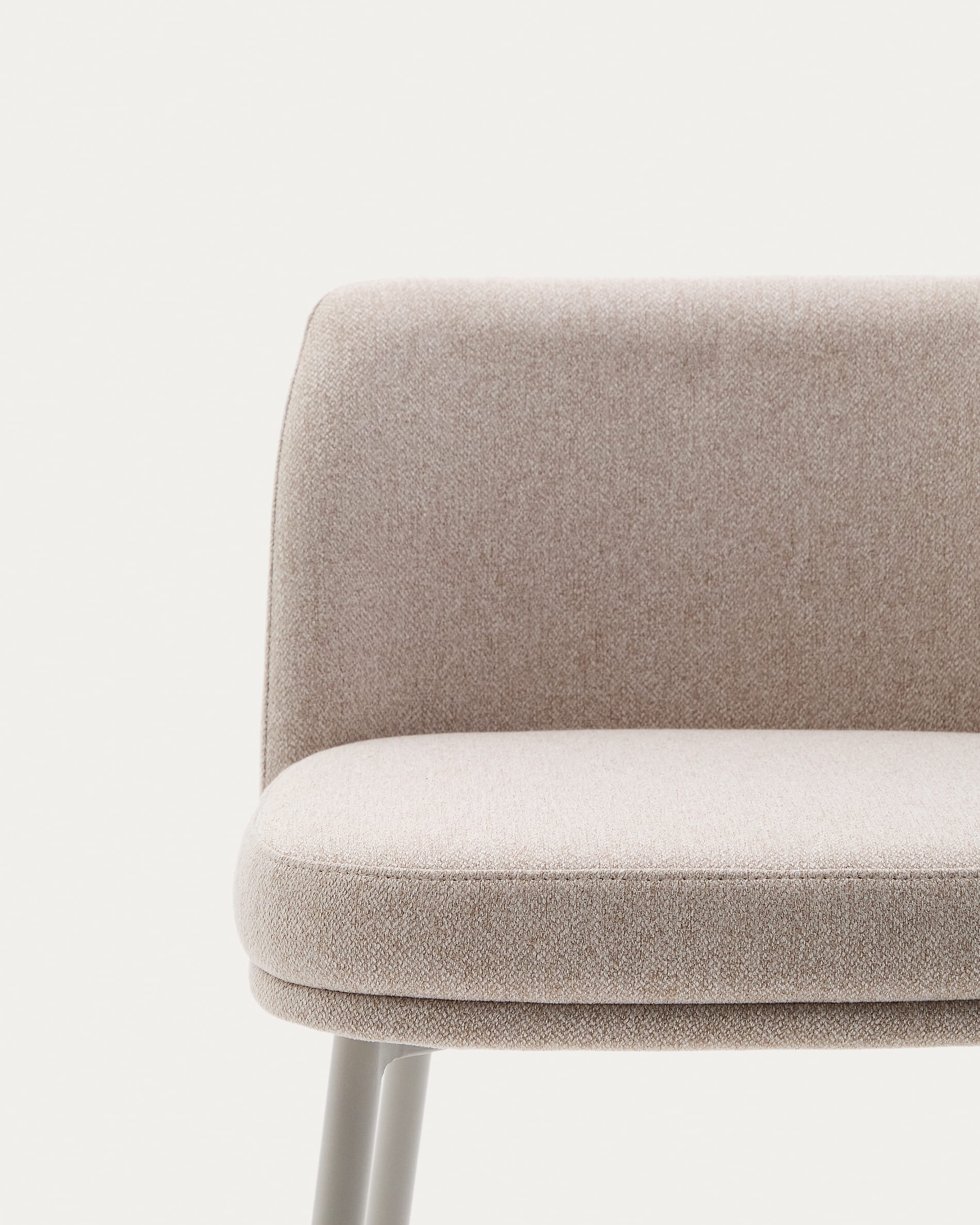 Minami stool in beige chenille with beige steel legs height