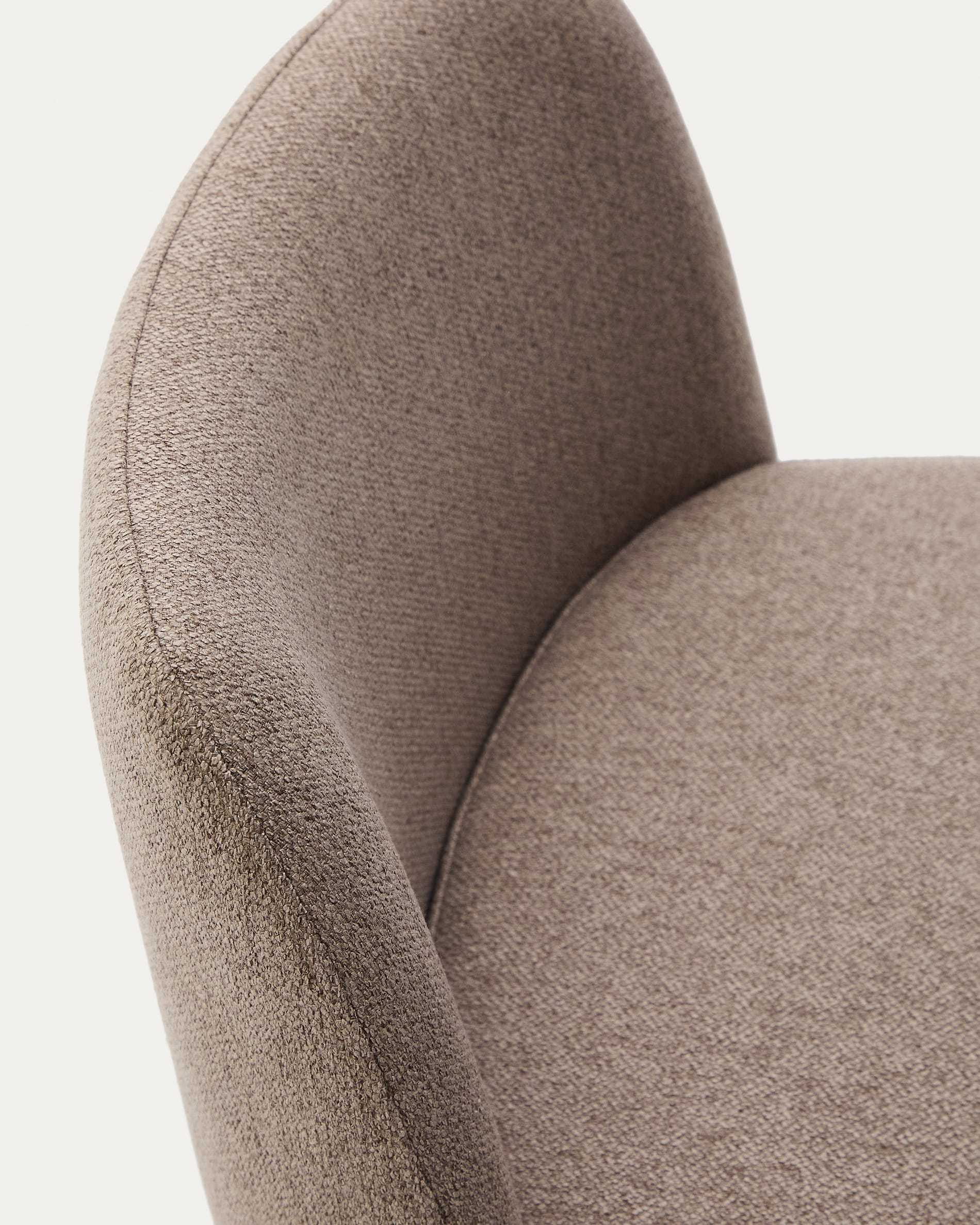 Minami stool in brown chenille with black steel legs height