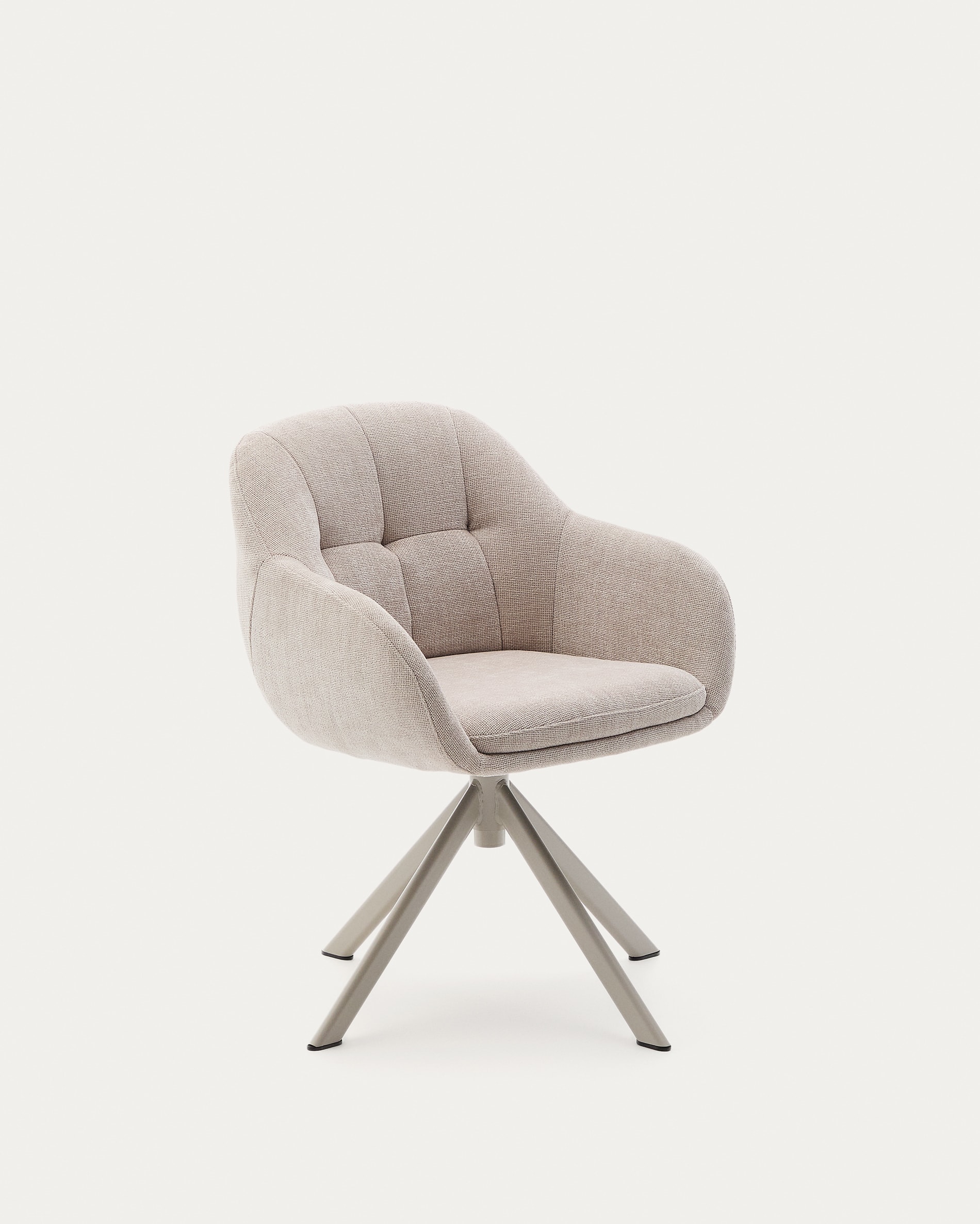 SCANDI SOFT Sedia Da Pranzo Girevole In Tessuto Crema - Stile Scandinavo Con Gambe In Faggio