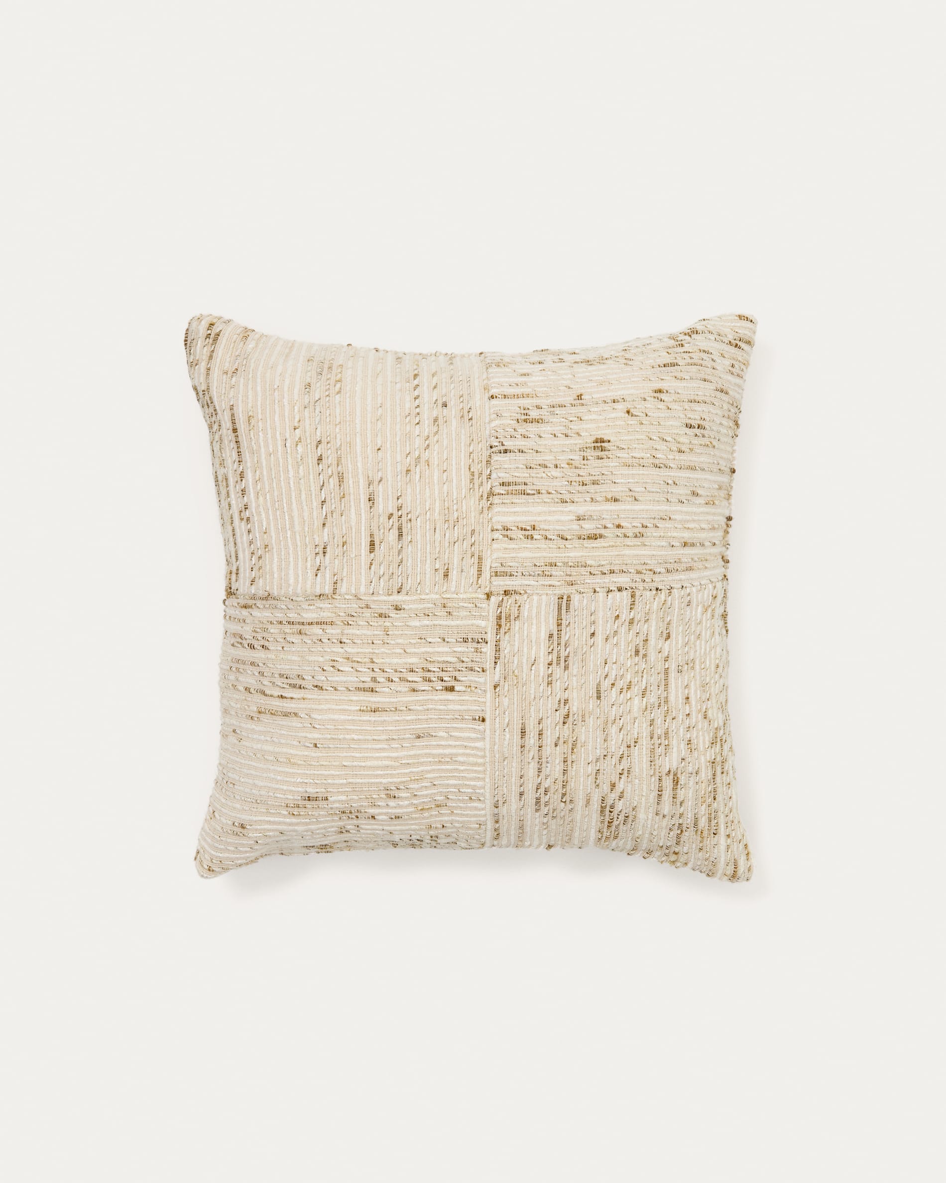 Anuba beige and green checked jacquard cushion cover 45 x 45cm